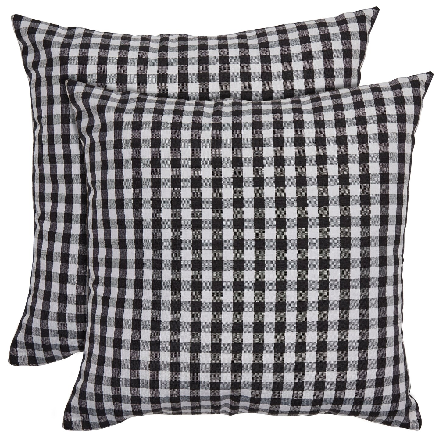 Set of 2 Plaid Throw Pillow Covers 20x20 in, Black and White Buffalo Farmhouse Decorative Cushion Case