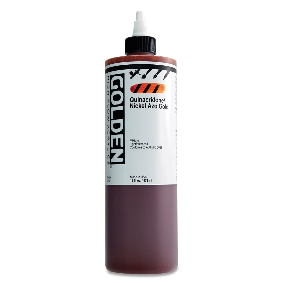 Golden High Flow Acrylics - Quinacridone Nickel Azo Gold, 16 oz bottle