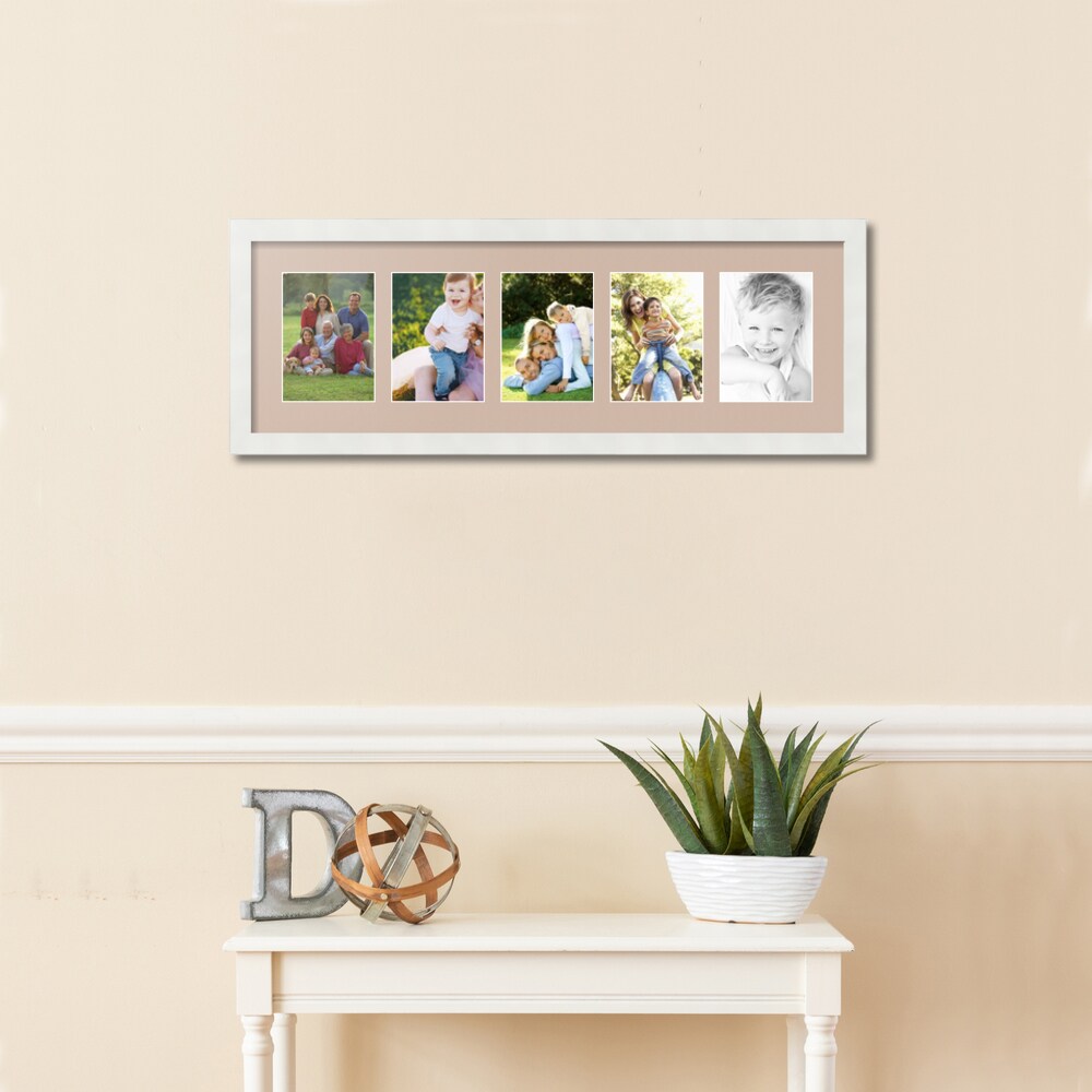 ArtToFrames Collage Photo Picture Frame with 5 - 5x7 inch Openings, Framed in White with Over 62 Mat Color Options and Plexi Glass (CSM-3966-152)
