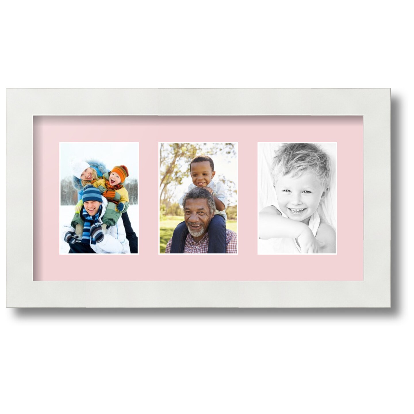 ArtToFrames Collage Photo Picture Frame with 3 - 3.5x5 inch Openings, Framed in White with Over 62 Mat Color Options and Regular Glass (CSM-3966-29)