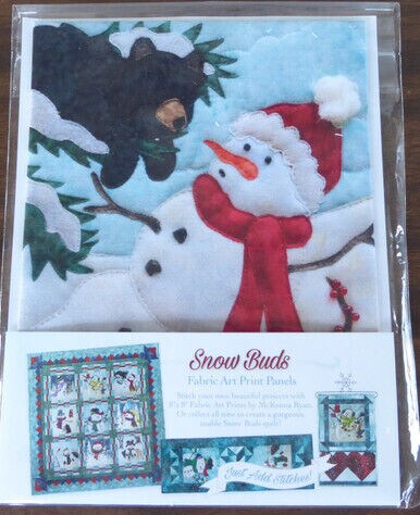McKenna Ryan  Snow Buds Fabric Art Panel Melt Down  8 x8 Cotton Fabric BUD03P