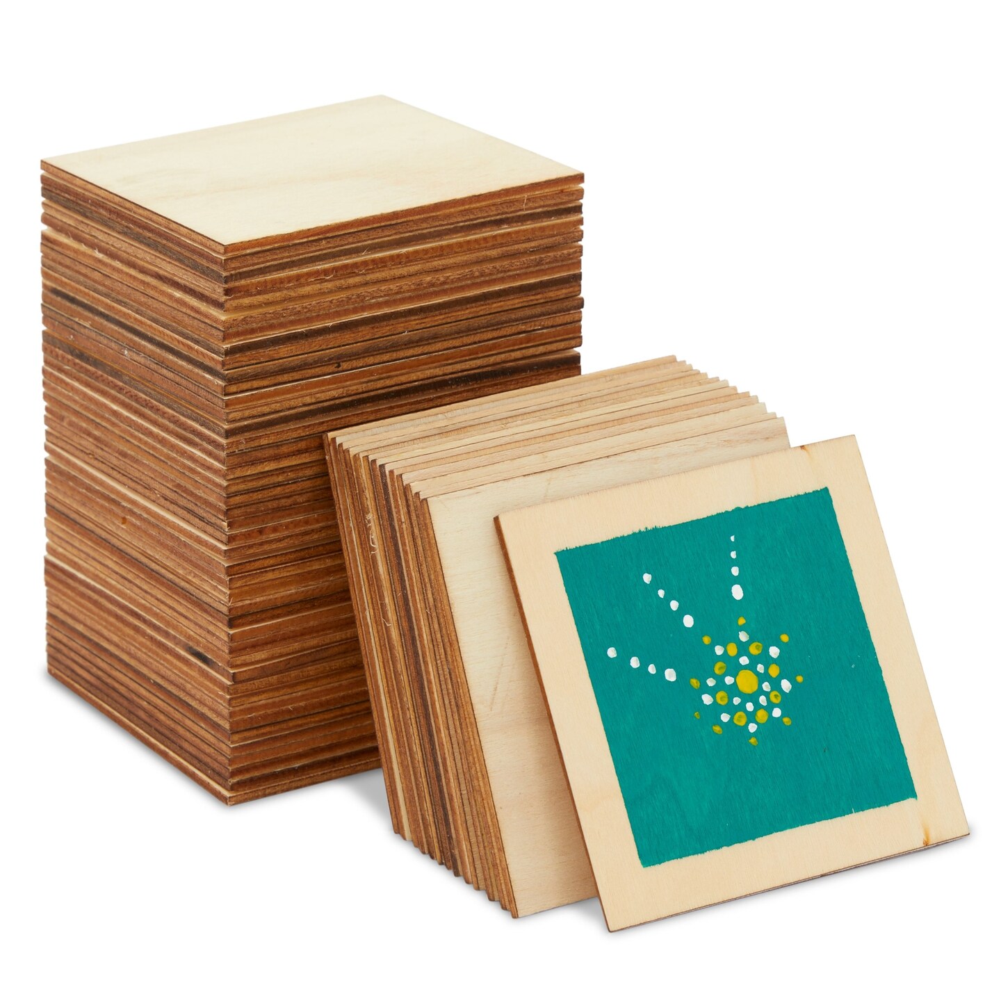 50 Wooden Squares for Crafts with 35 Stencils, Tile Wall Decor (4x4 In, 85  Pieces), PACK - Kroger