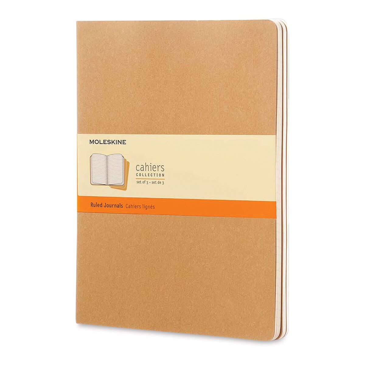 Moleskine Cahier Journals - 9-3/4&#x22; x 7-1/2&#x22;, Ruled, Kraft, Pkg of 3