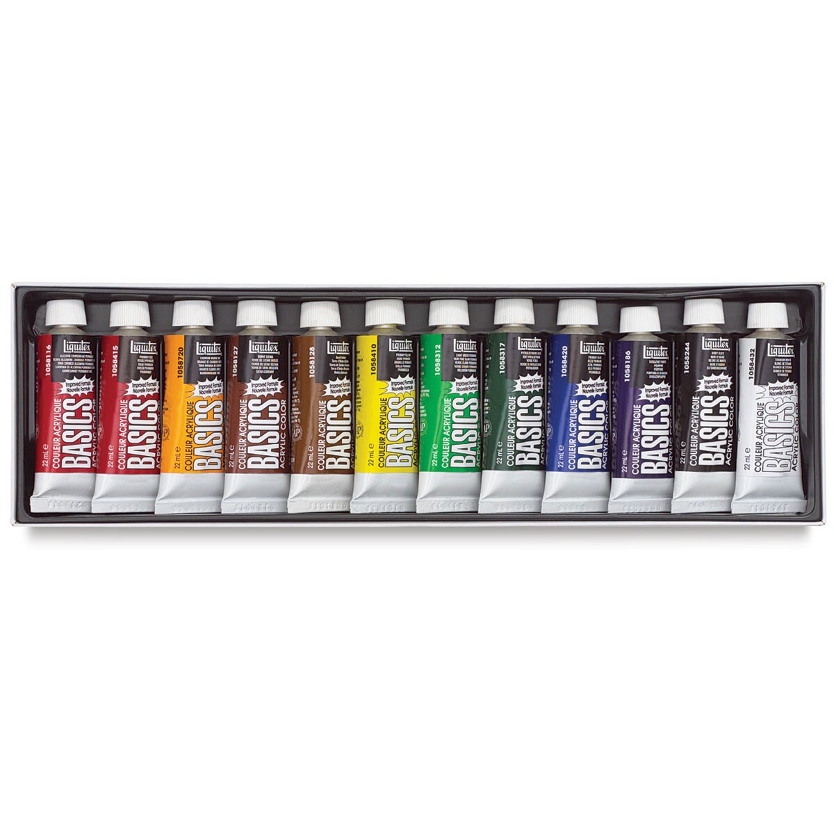 Liquitex Basics Acrylic Paints - Set of 12, Assorted Colors, 22 ml Tubes