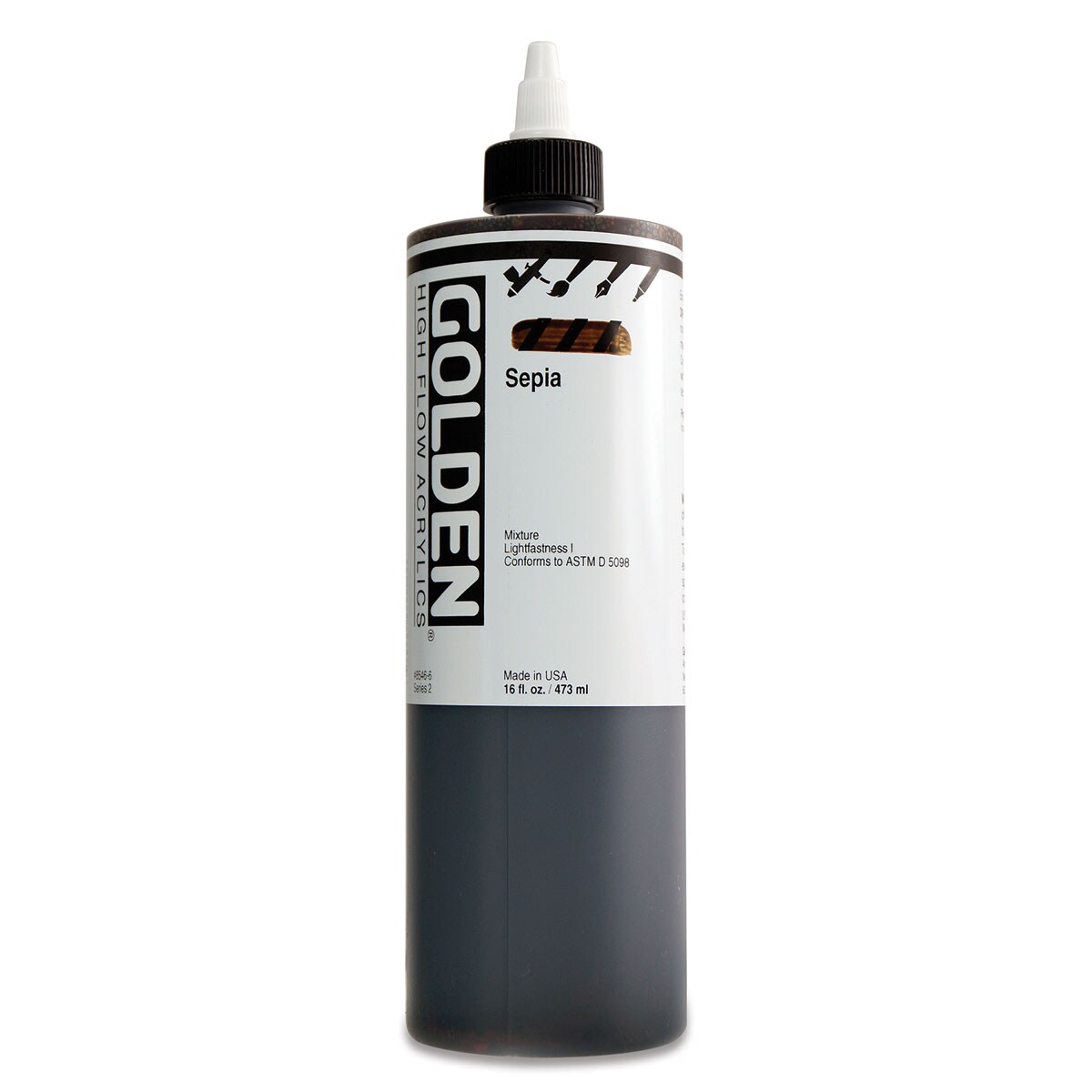 Golden High Flow Acrylics - Sepia, 16 oz bottle