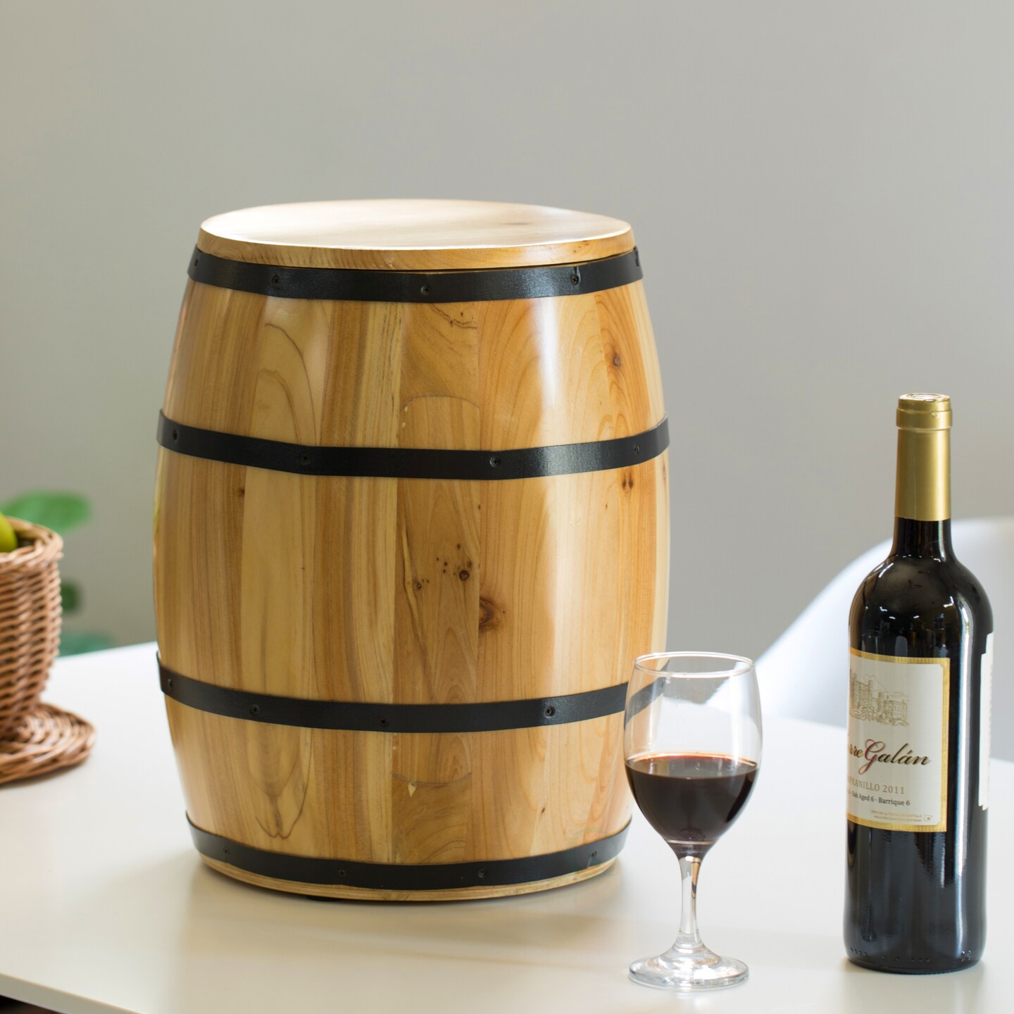 Wine Barrel 4 Sectional Crate With Removable Head Lid