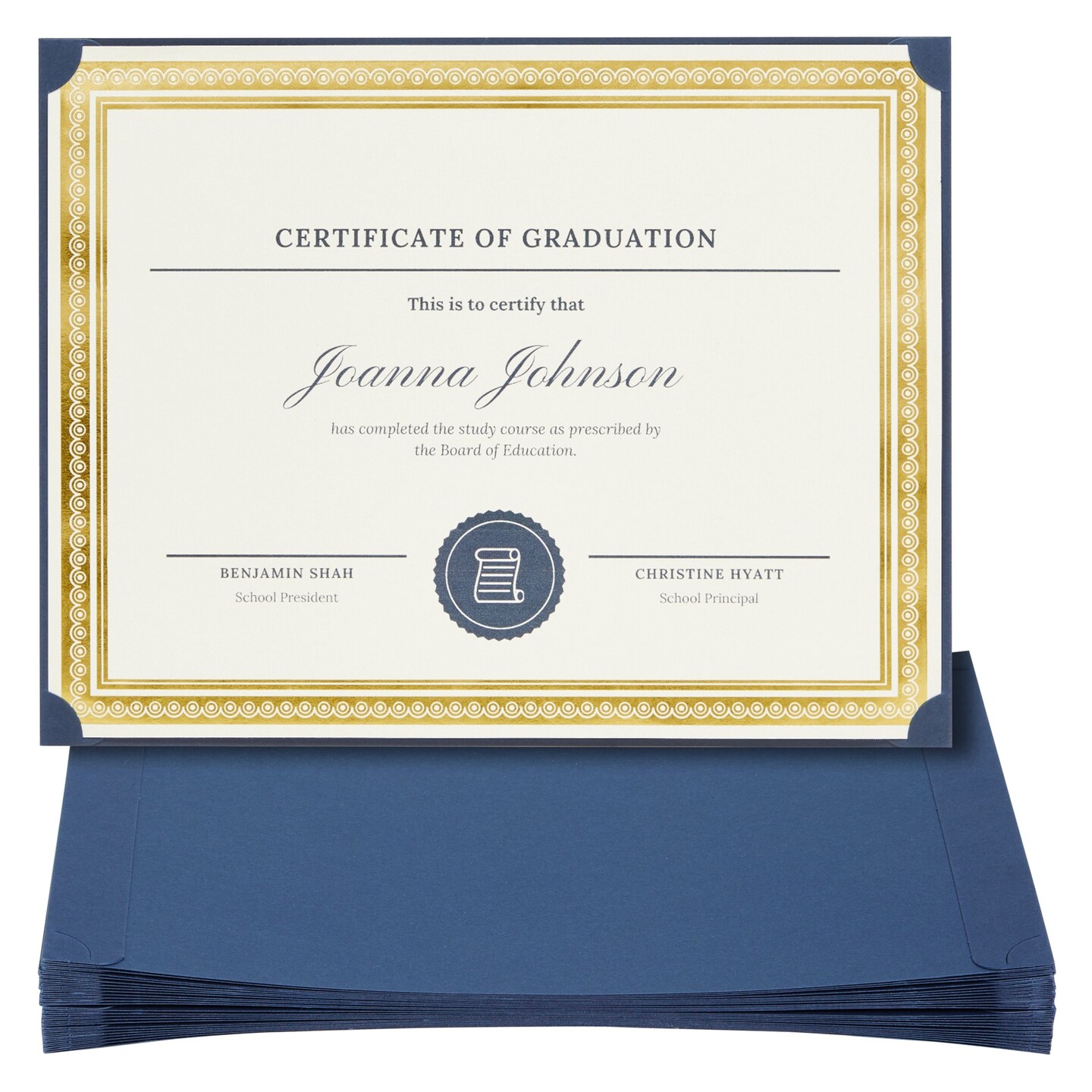 Award Certificate Binder - w/o Seal - Navy Blue