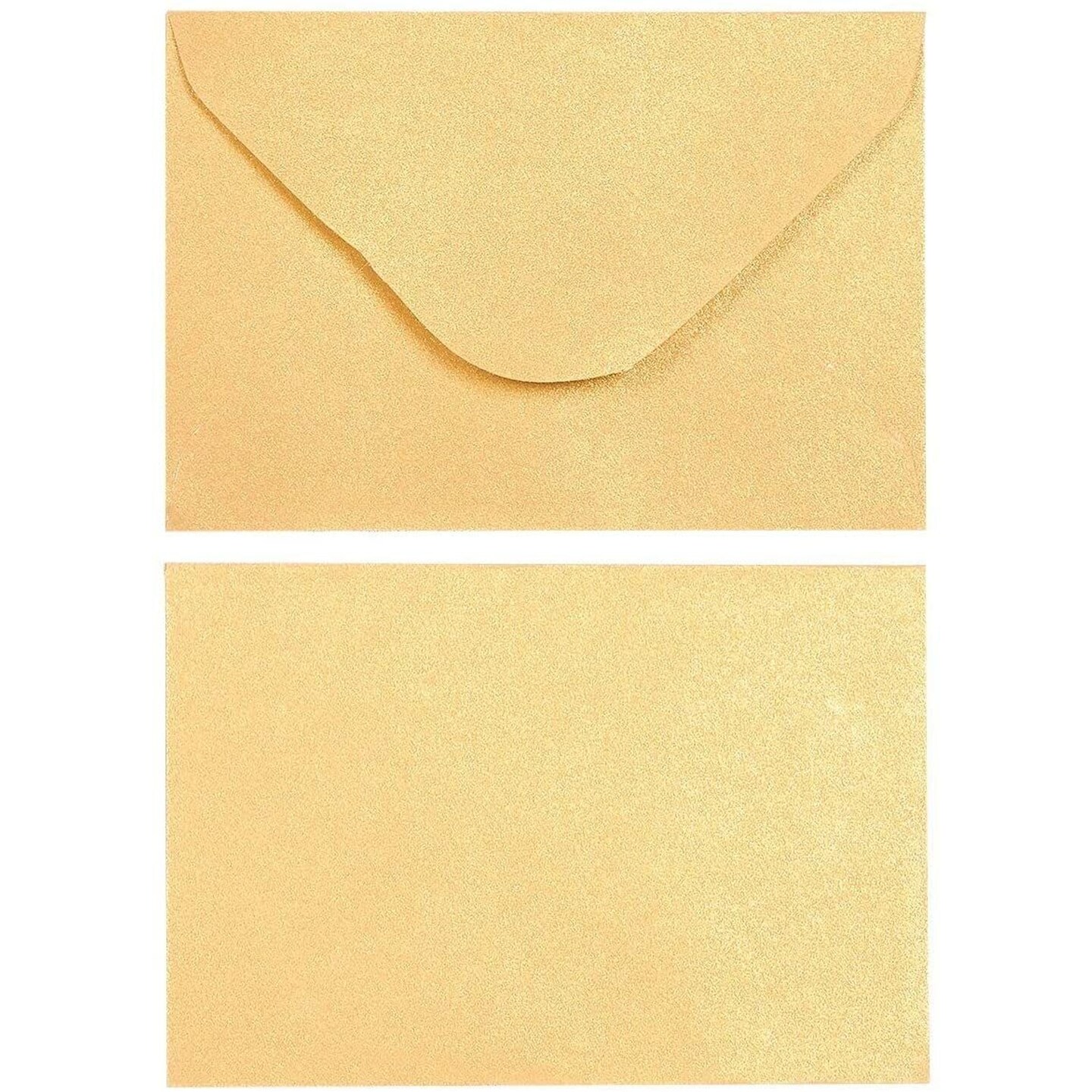 Mini Envelopes - 100-Count Bulk Gift Card Envelopes, Gold Business Card Envelopes, Bulk Tiny Envelope Pockets for Small Note Cards, 4 x 2.7 Inches