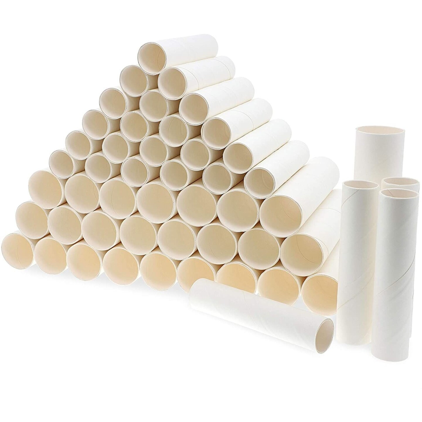 White Paper Cardboard Craft Tube Rolls (50 Pack)