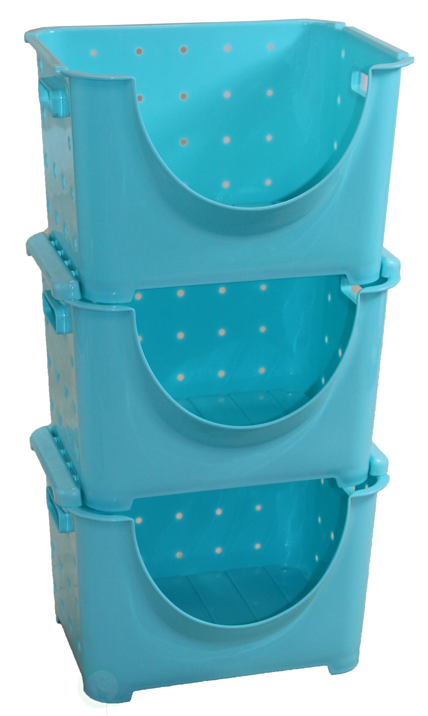 Basicwise Stackable Plastic Storage Bin - Clear Organizer Box for Closet, Pantry, Toys, Office - Sturdy, Cut Out Handles, Easy Access Even When Stacked - 10"W x 11"D x 9"H