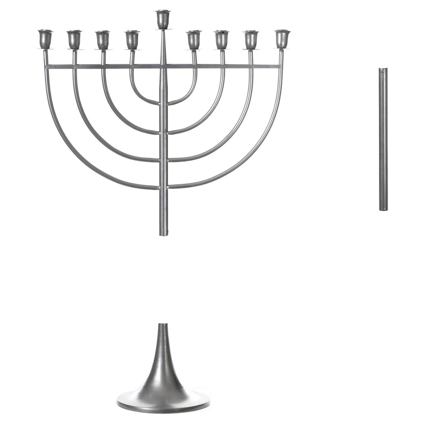 Modern Solid Metal Judaica Hanukkah Menorah 9 Branched Candelabra