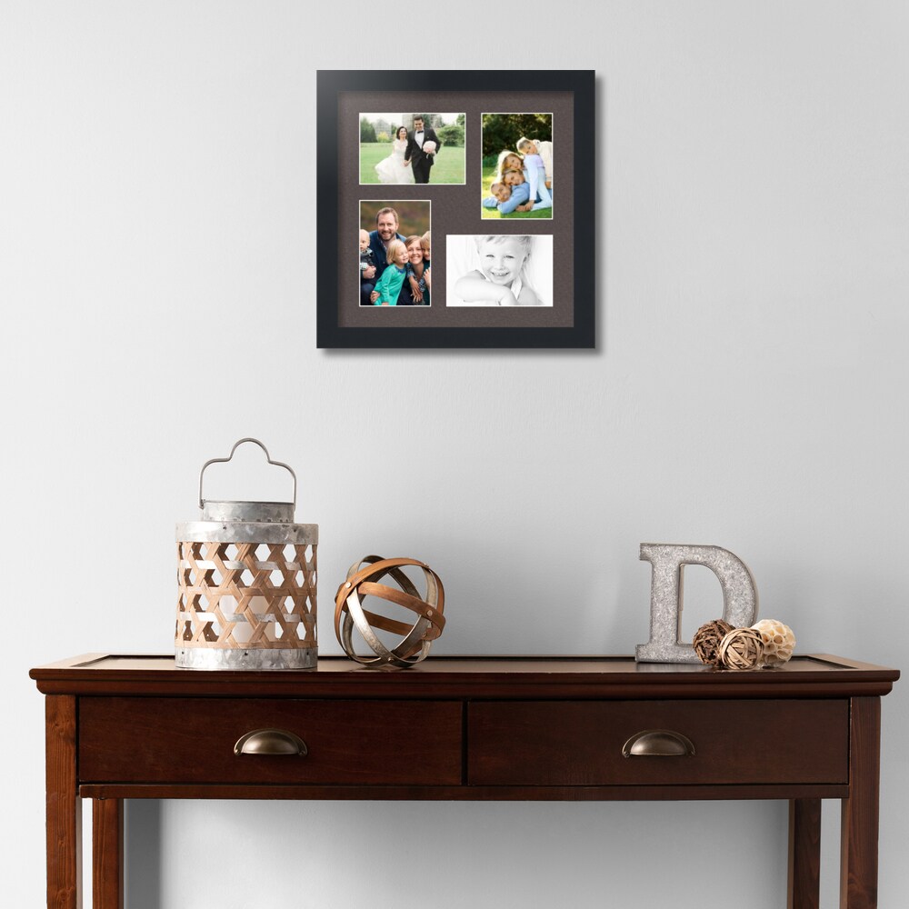 ArtToFrames Collage Photo Picture Frame with 4 - 4x6 inch Openings, Framed in Black with Over 62 Mat Color Options and Regular Glass (CSM-3926-178)