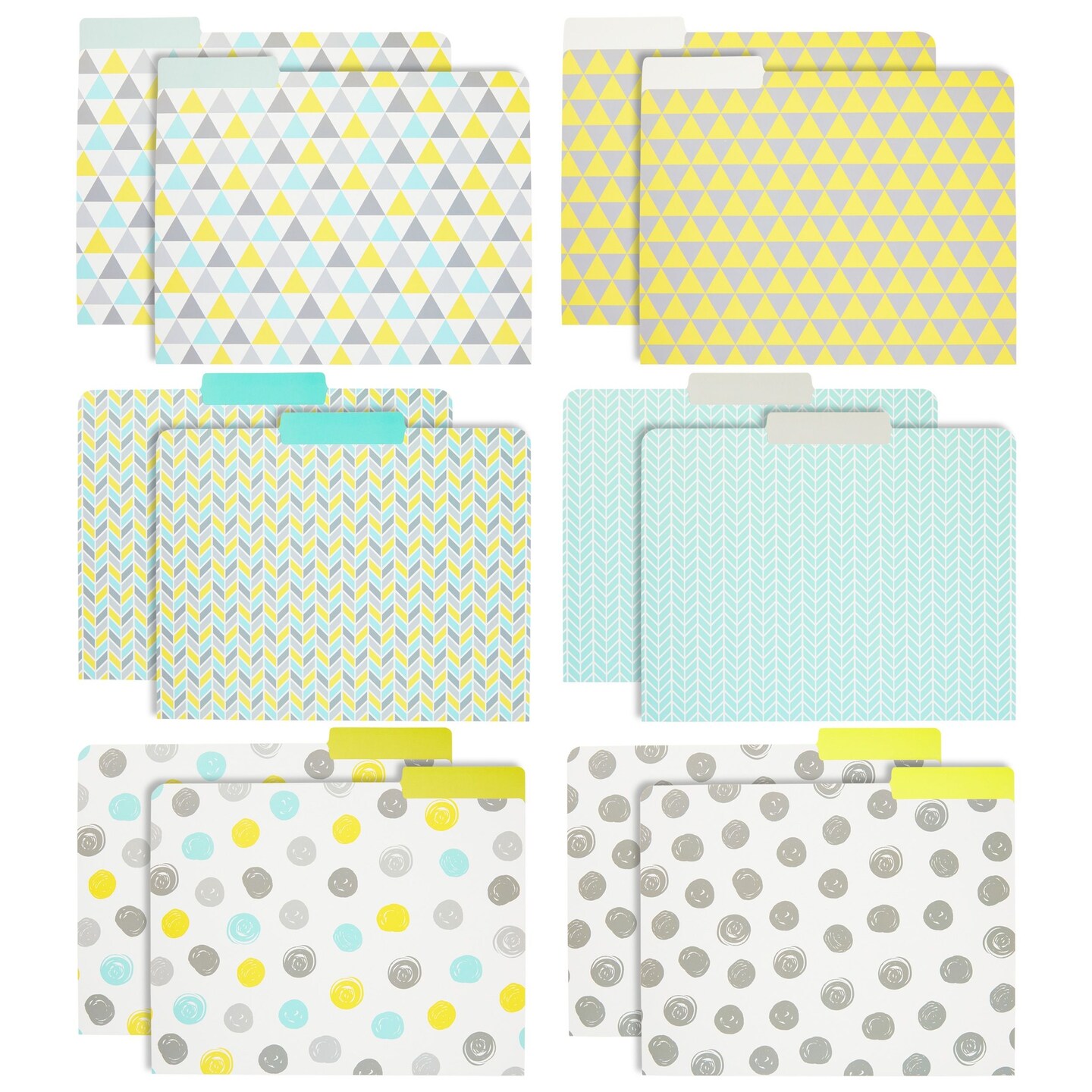 12 Pack Geometric File Folders with 1/3 Cut Tabs, Polka Dots (9.5 x 11.5 In)