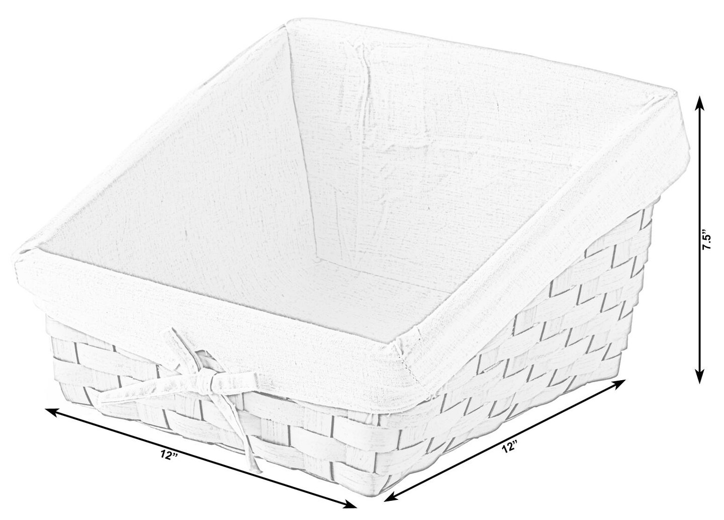 Wooden Angled Display Basket with Fabric Liner for Storage and Display