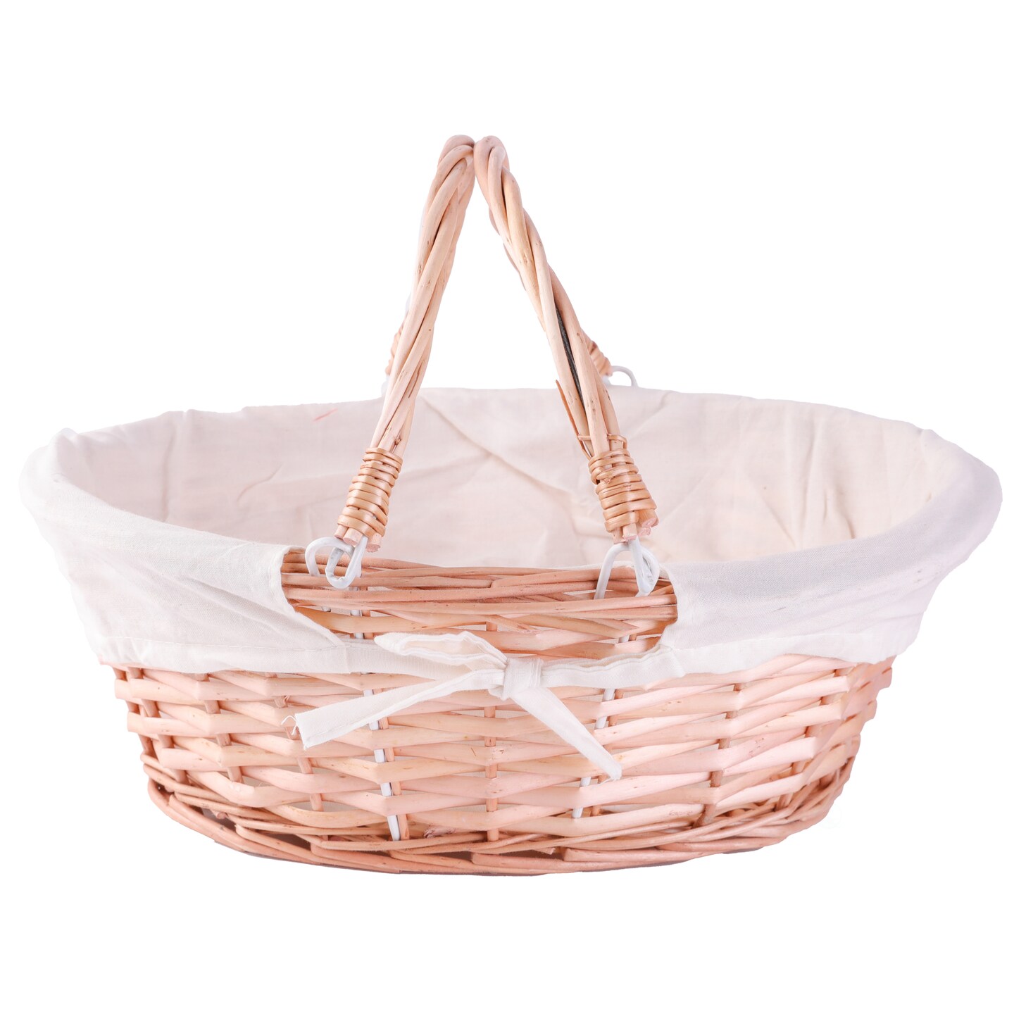 Wicker Willow Picnic Basket with Double Drop-Down Handles - Perfect as Gift basket for all Occasions like Halloween, Thanksgiving and Easter, with Liner