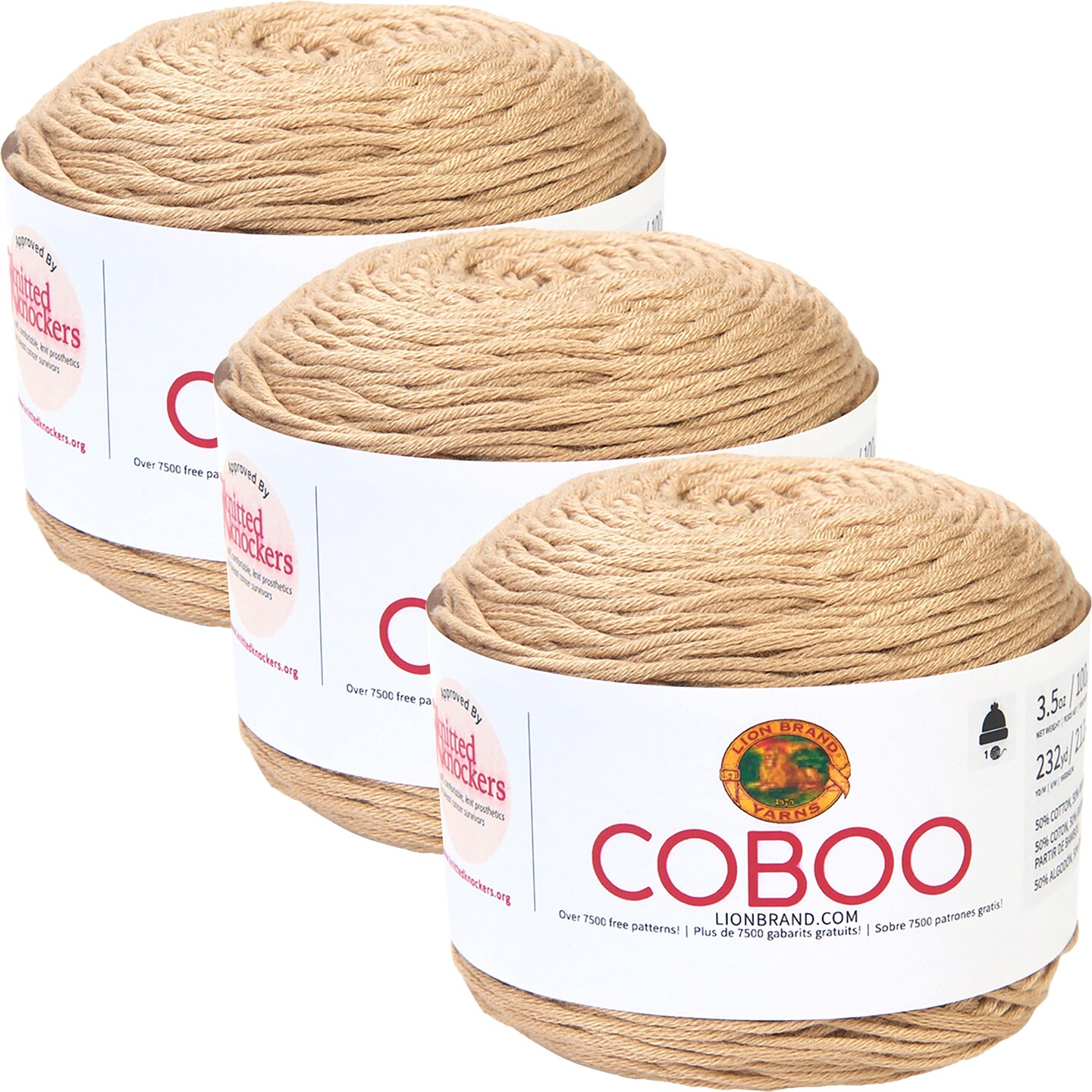 (3 Pack) Lion Brand Coboo Yarn - Beige