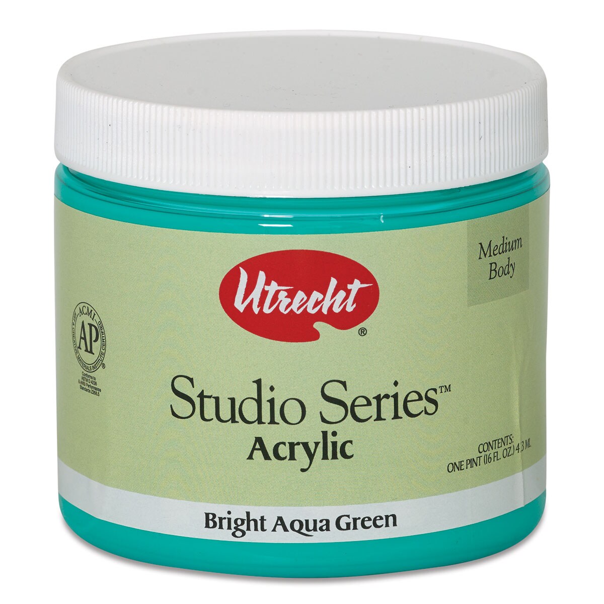 Utrecht Studio Series Acrylic Paint - Bright Aqua Green, Pint