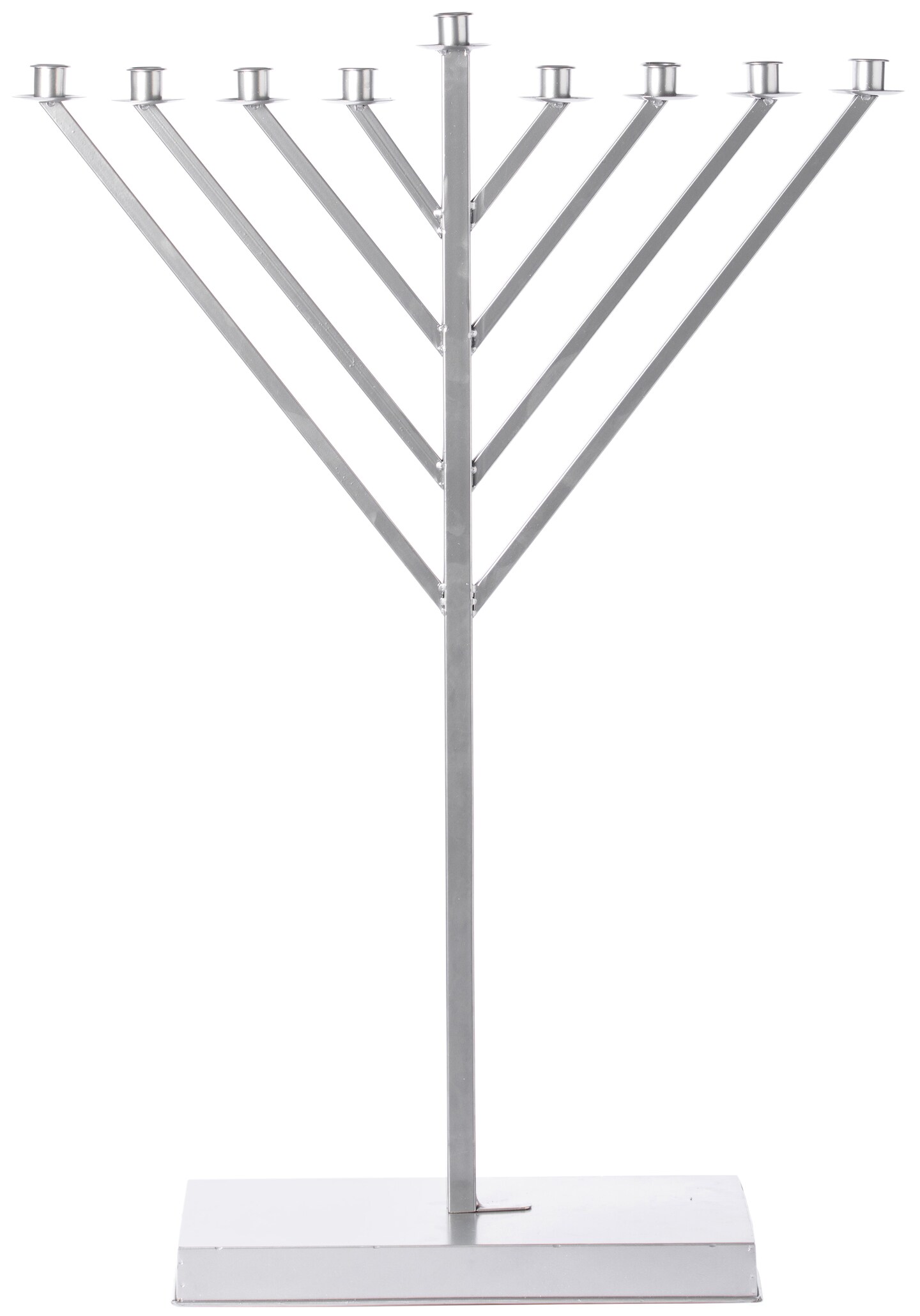 Large Metal Silver Coated Hanukkah Menorah For Synagogue