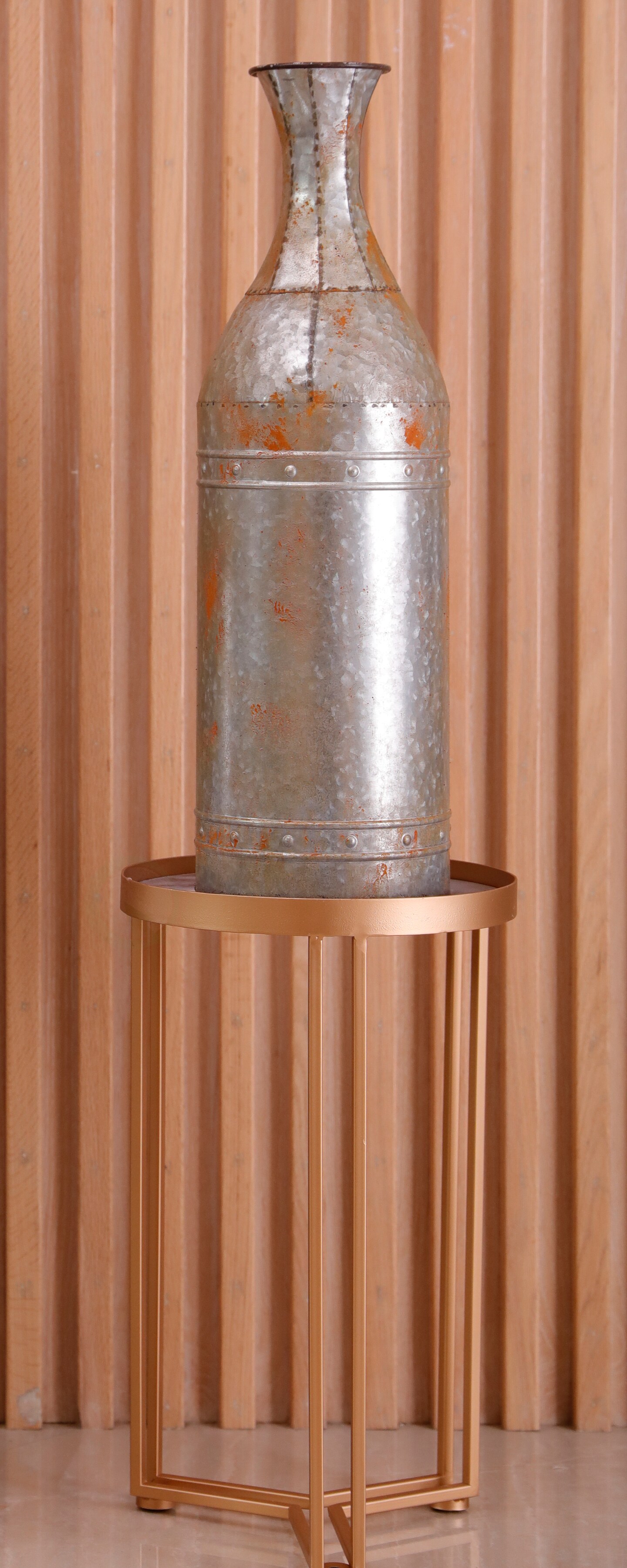 Rustic Farmhouse Style Galvanized Metal Floor Vase Decoration