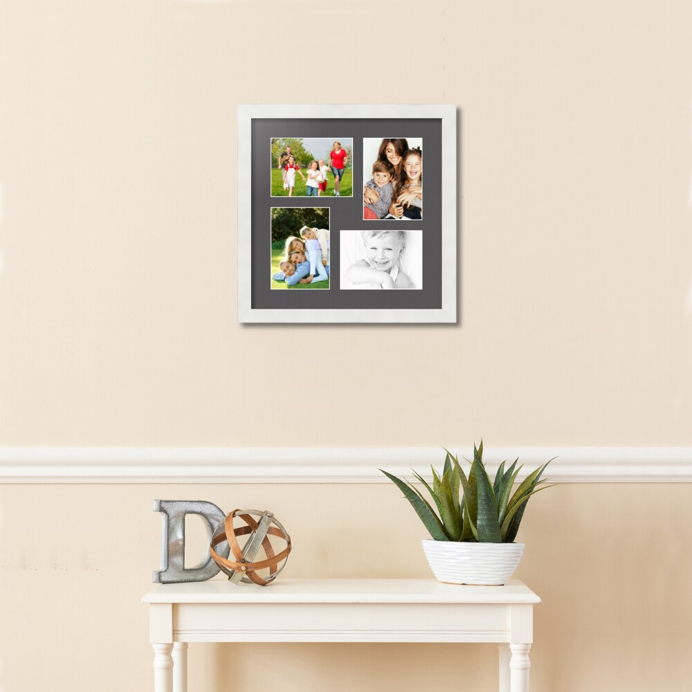 ArtToFrames Collage Photo Picture Frame with 4 - 5x7 inch Openings, Framed in White with Over 62 Mat Color Options and Plexi Glass (CSM-3966-179)