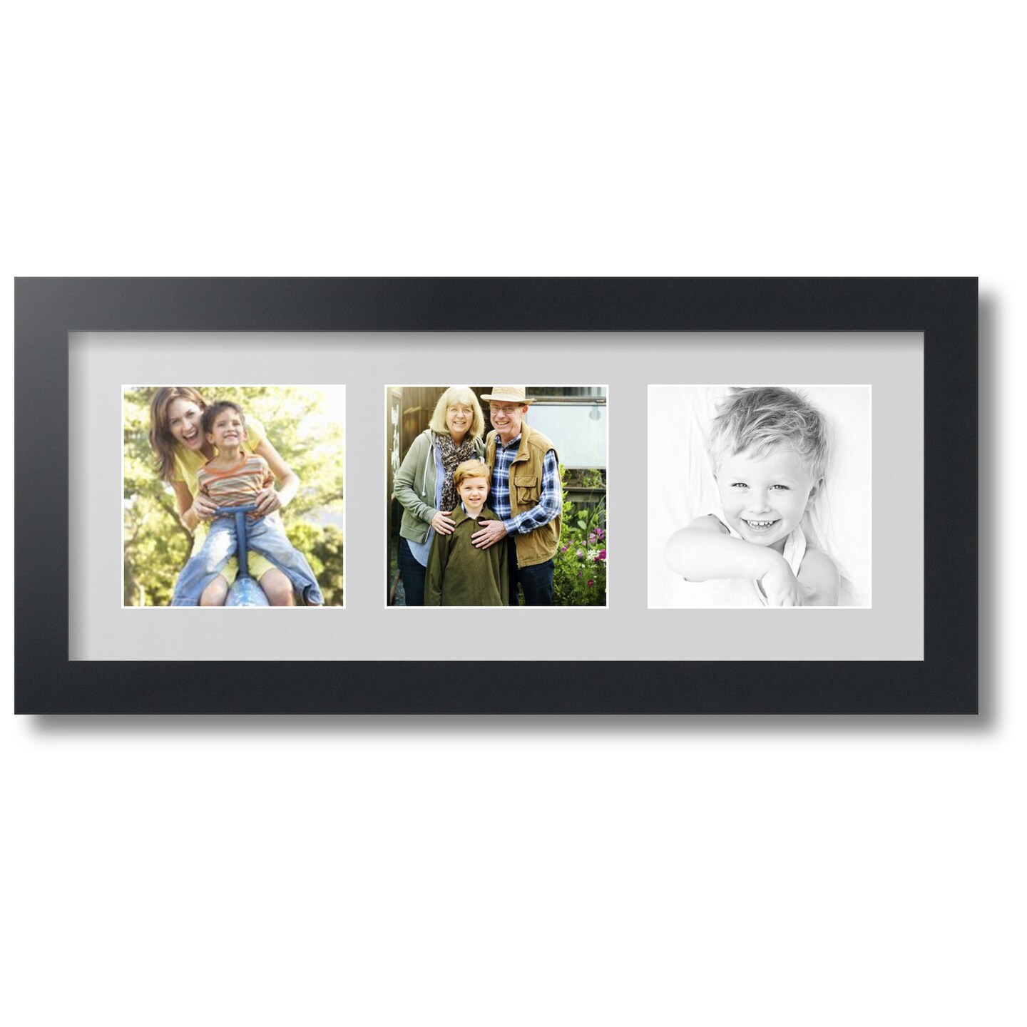 ArtToFrames Collage Photo Picture Frame with 3 - 5x5 inch Openings, Framed in Black with Over 62 Mat Color Options and Regular Glass (CSM-3926-95)