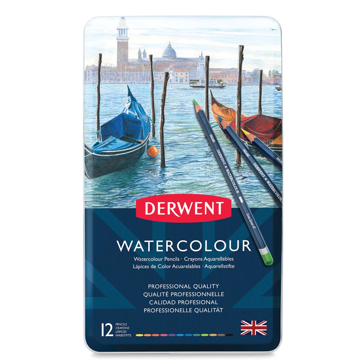 Derwent Watercolor Pencil Set - Assorted Colors, Tin Box, Set of 12