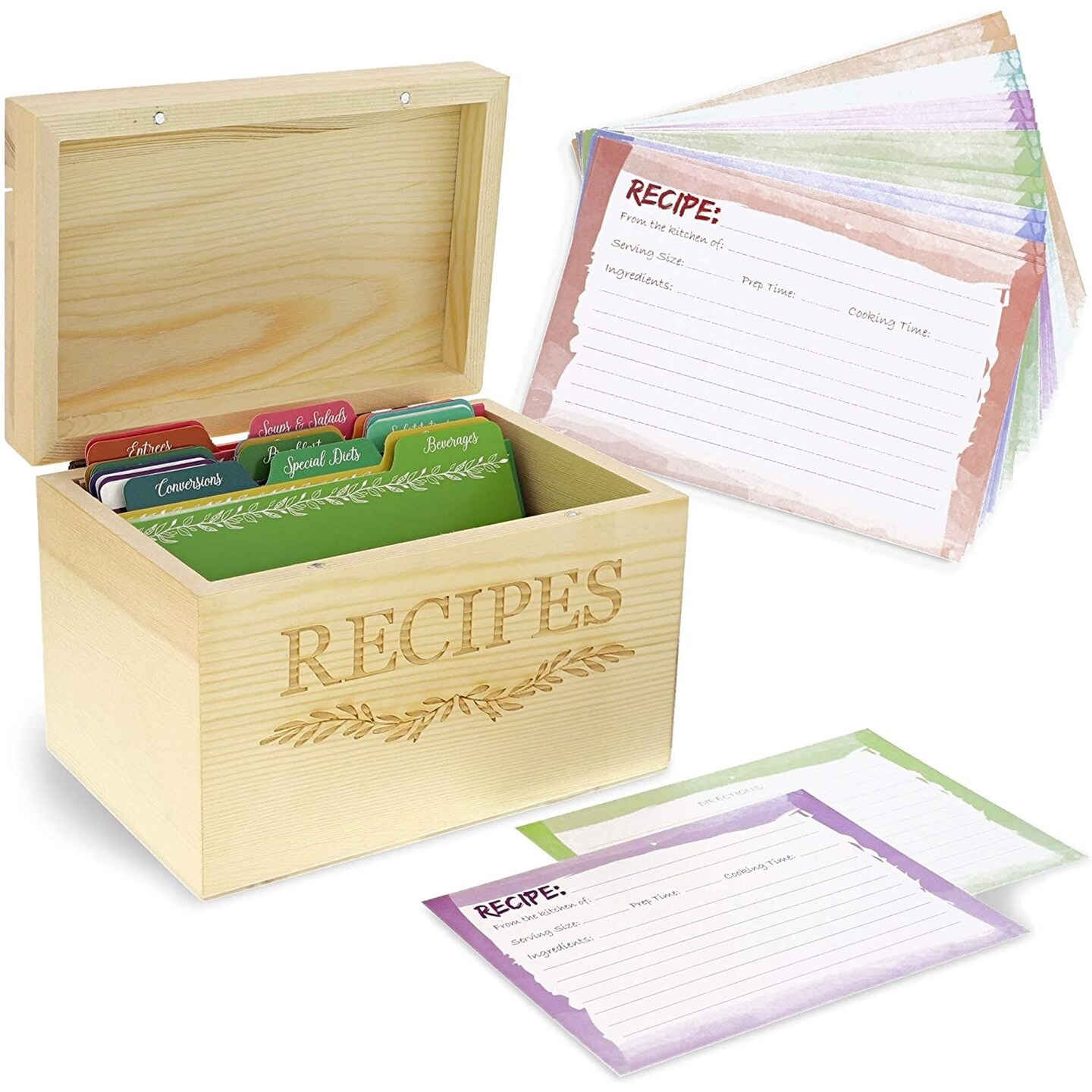 Wooden Recipe Card Dividers - Recipe Box Dividers - Card Dividers
