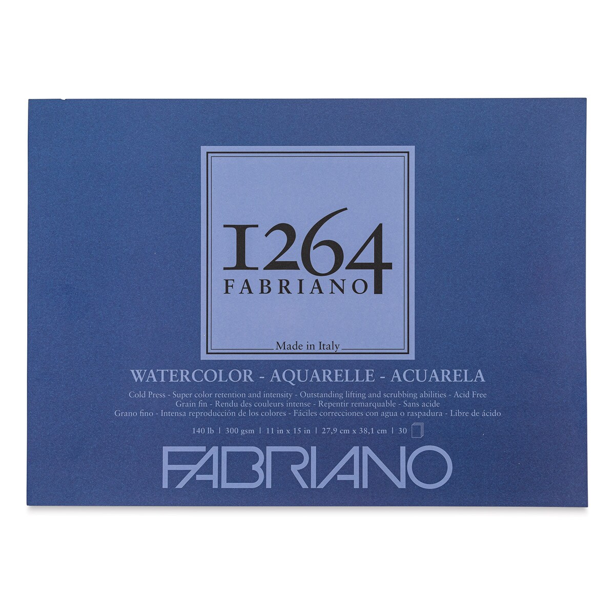 Fabriano 1264 Watercolor Pad, 11&#x22; x 15&#x22;, Glue Bound, 30 Sheets, Landscape