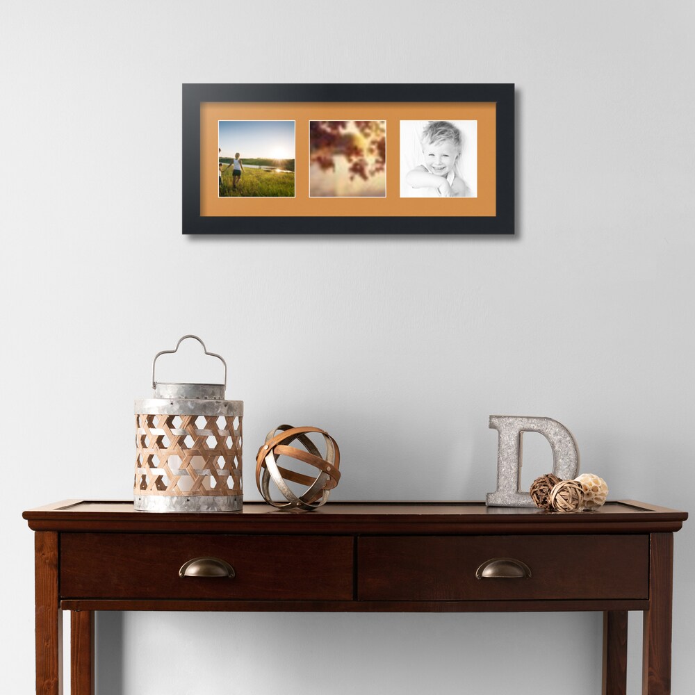 ArtToFrames Collage Photo Picture Frame with 3 - 5x5 inch Openings, Framed in Black with Over 62 Mat Color Options and Regular Glass (CSM-3926-95)
