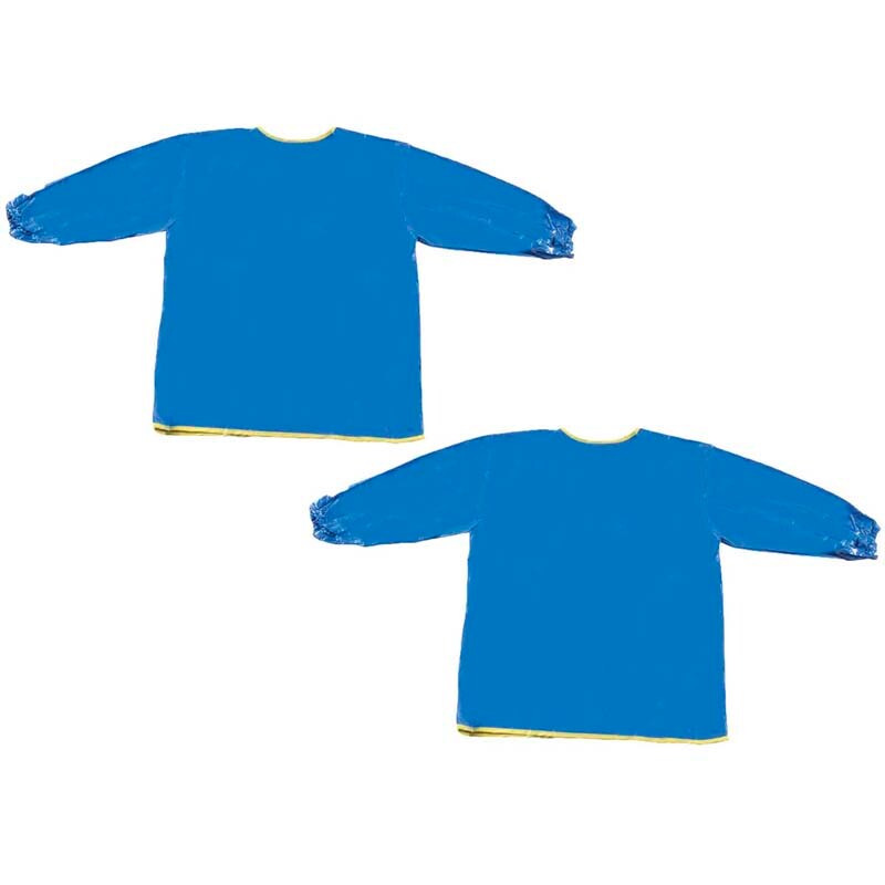 Long Sleeve Plastic Art Smock, Ages 3+, Blue, 22&#x22; x 18&#x22;, Pack of 2