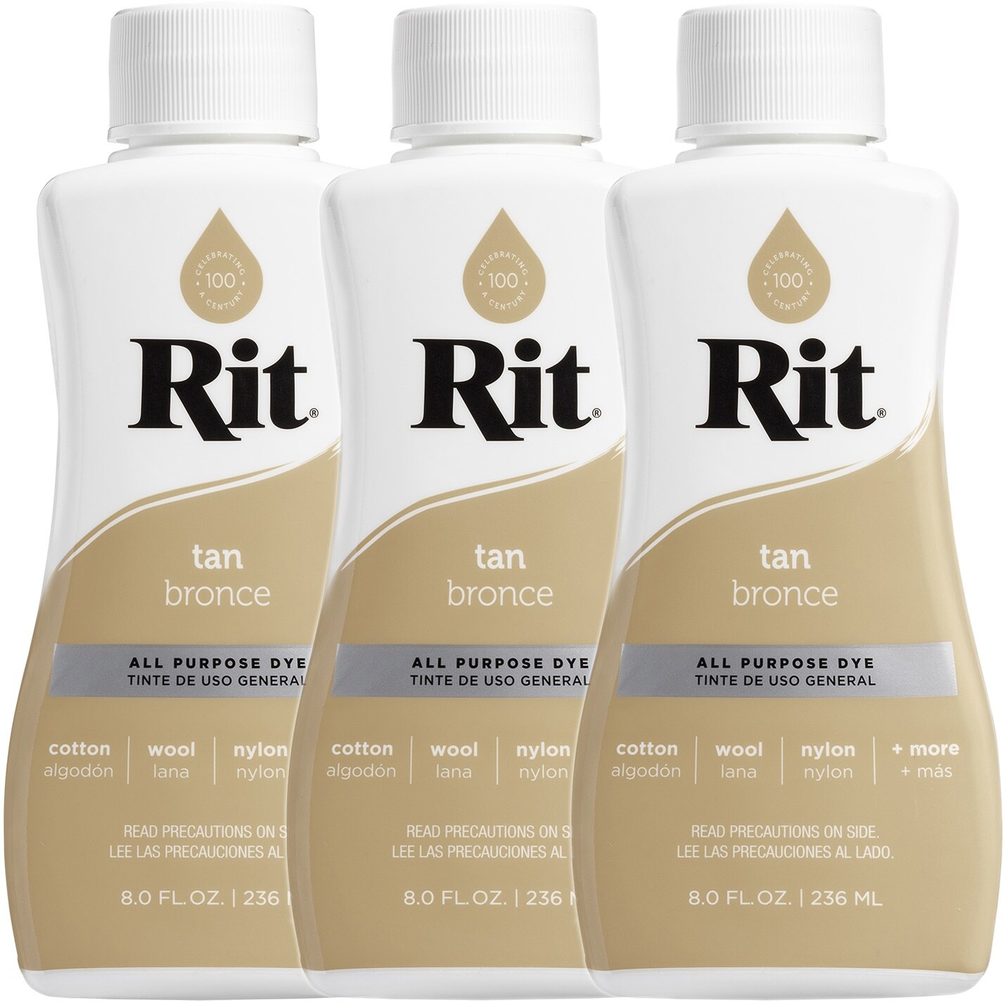 Multipack of 3 - Rit Dye Liquid 8oz-Tan