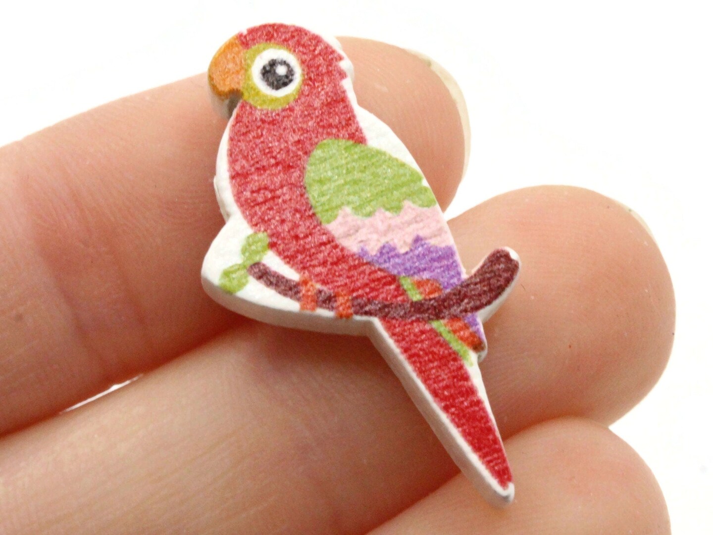 10 31mm Red Wooden Parrot Beads