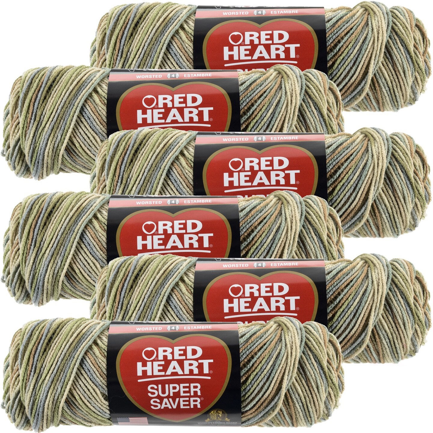 Multipack of 6 - Red Heart Super Saver Yarn-Aspen