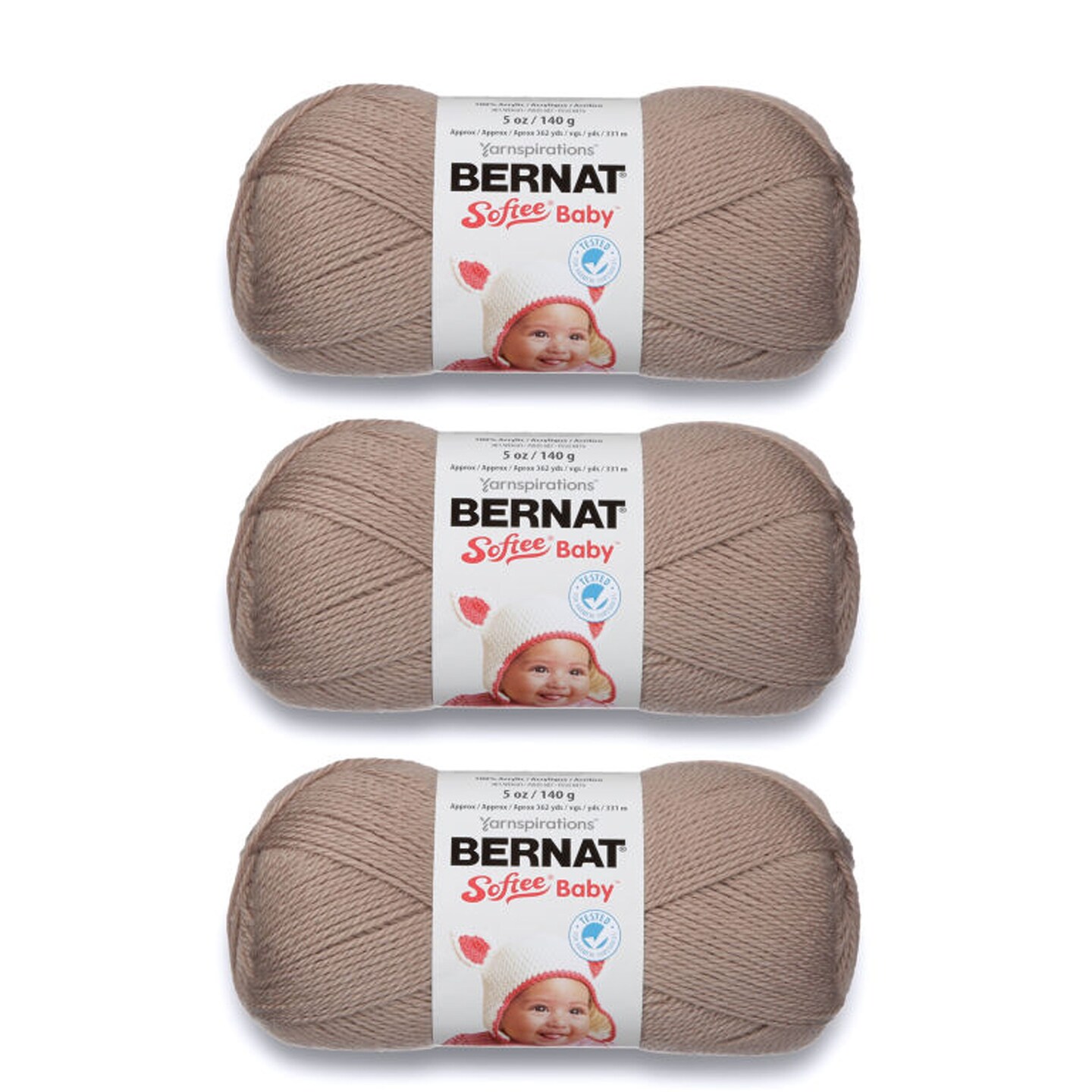 Bernat Softee Baby Little Mouse Yarn - 3 Pack of 141g/5oz - Acrylic - 3 DK (Light) - 362 Yards - Knitting/Crochet