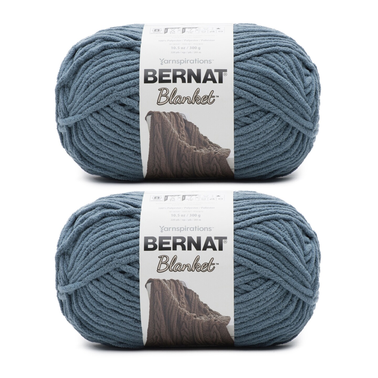 Bernat deken verbleekt blauw garen: 2 stuks 300g, polyester, categorie 6 super bulky, 220 yard: breien/haken