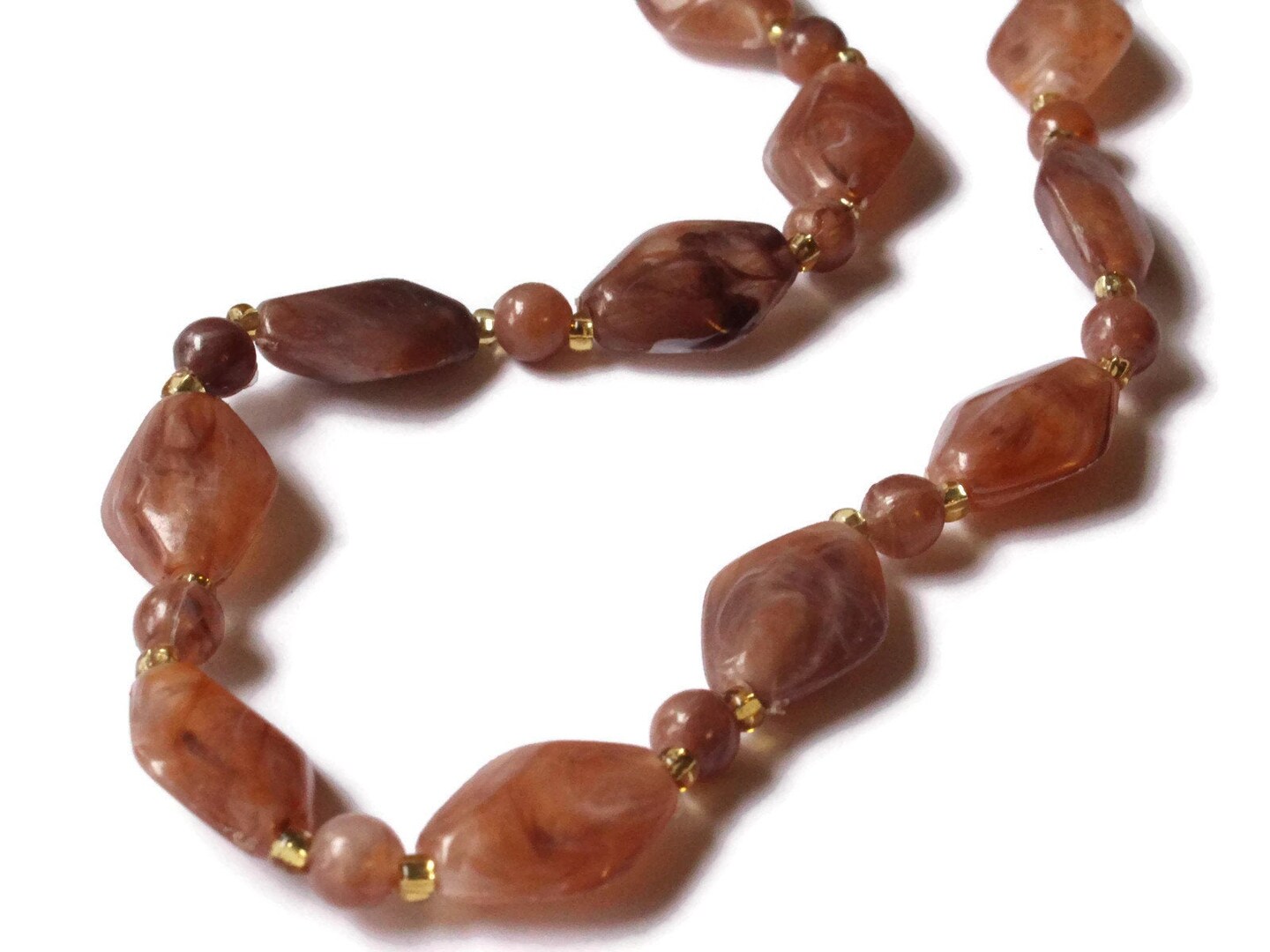 18 Inch Brown Beaded Necklace New Old Stock Jewelry Stocking Stuffer Beaded Choker Necklace