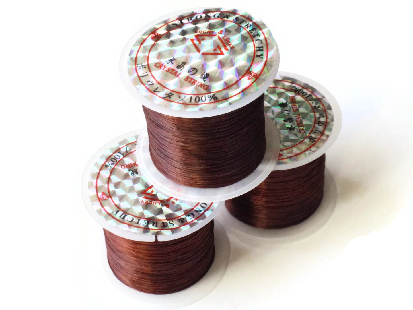 3 Rolls Thread Brown Elastic Cord 0.8mm Brown Elastic Thread 10 Meters per roll