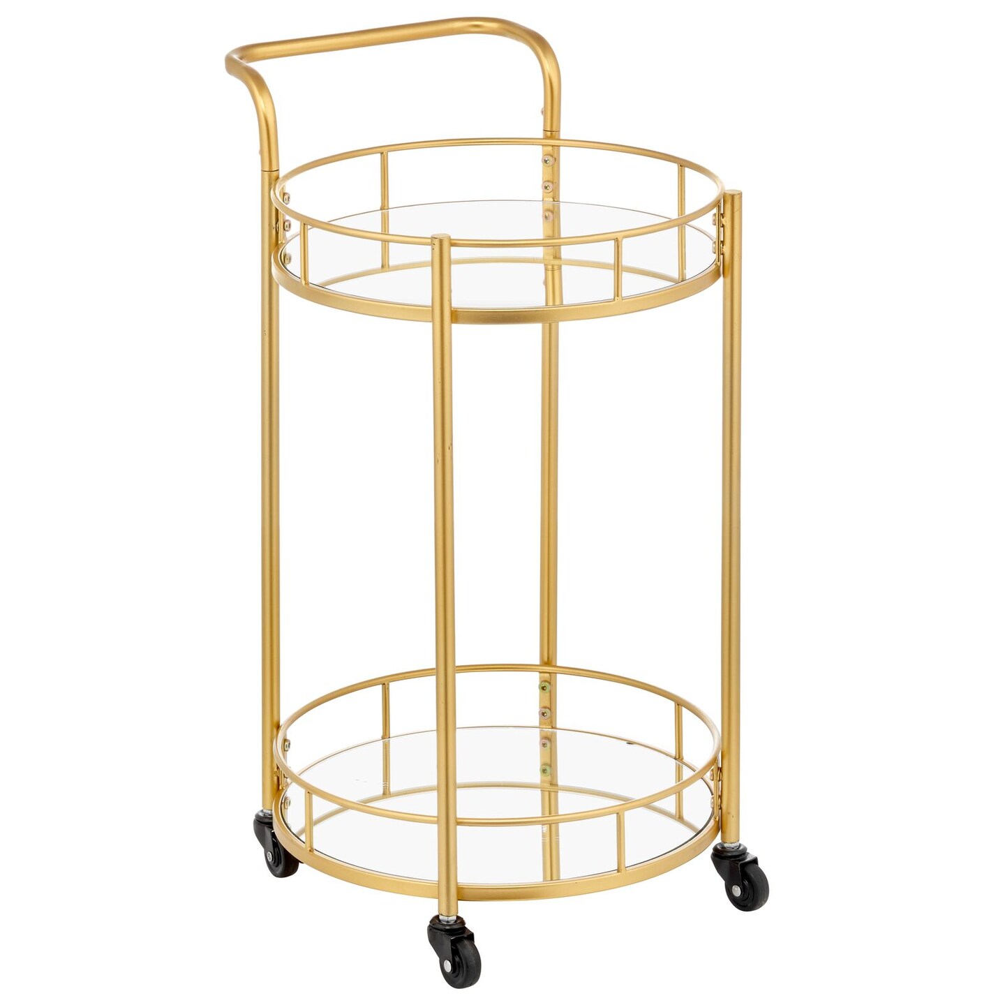 mDesign Metal Rolling Food and Beverage Bar Cart with Glass Shelves ...