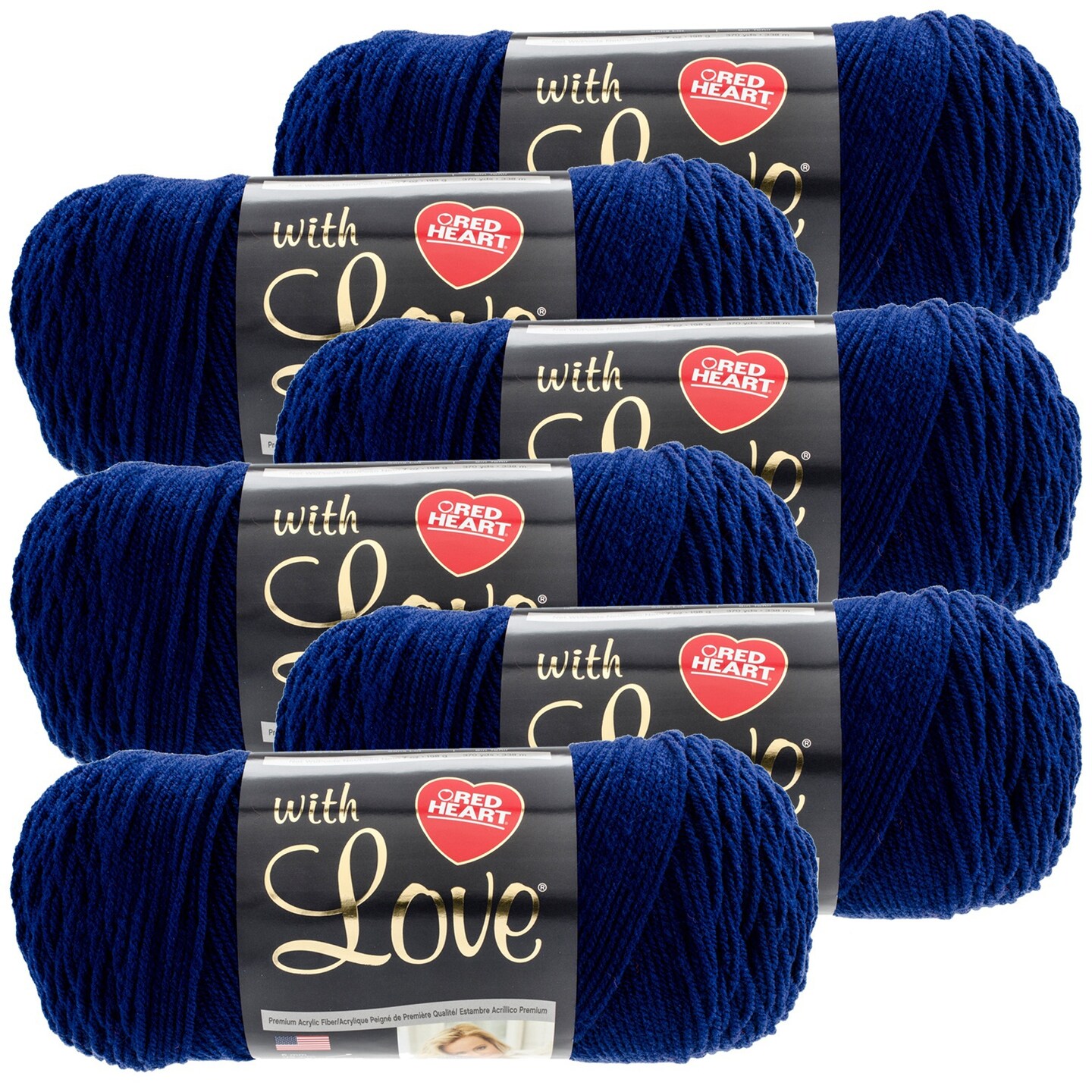 Multipack of 6 - Red Heart With Love Yarn-Navy