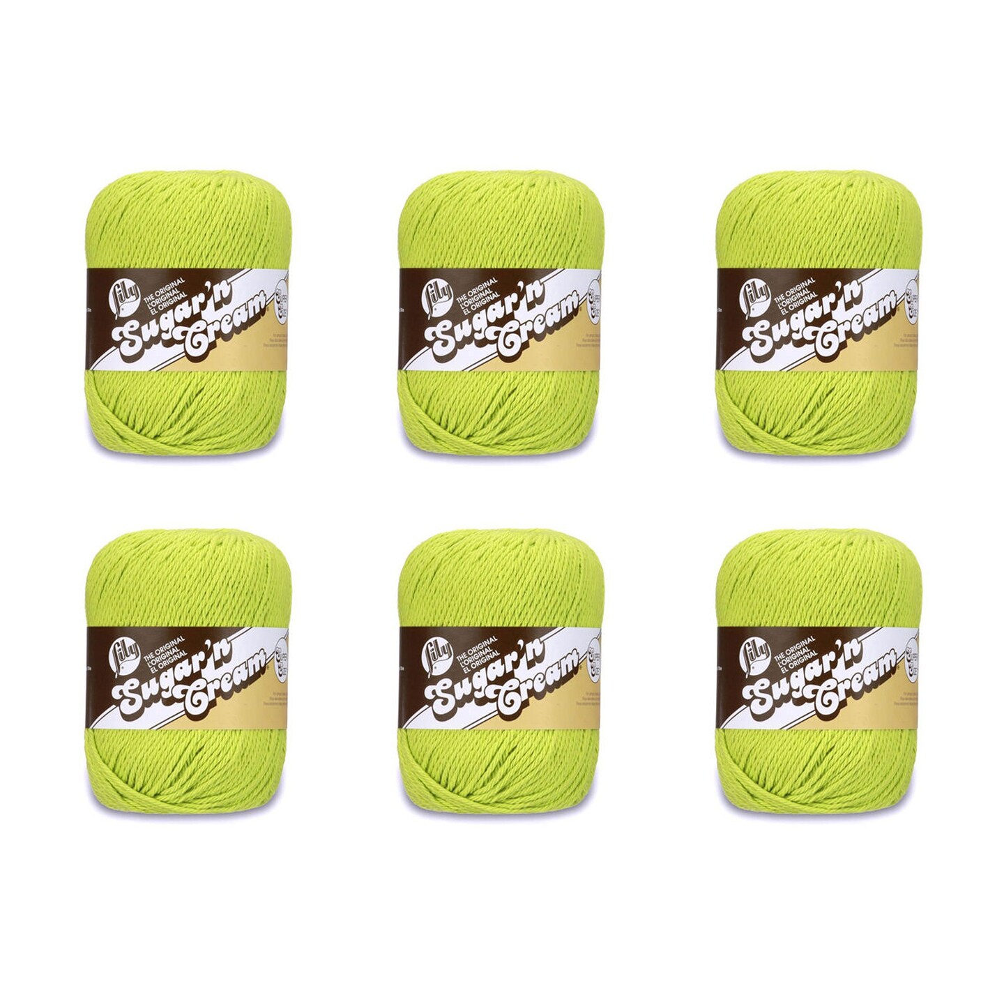 Lily Sugar&#x27;N Cream Super Size Hot Green Yarn - 6 Pack of 113g/4oz - Cotton - 4 Medium (Worsted) - 200 Yards - Knitting/Crochet