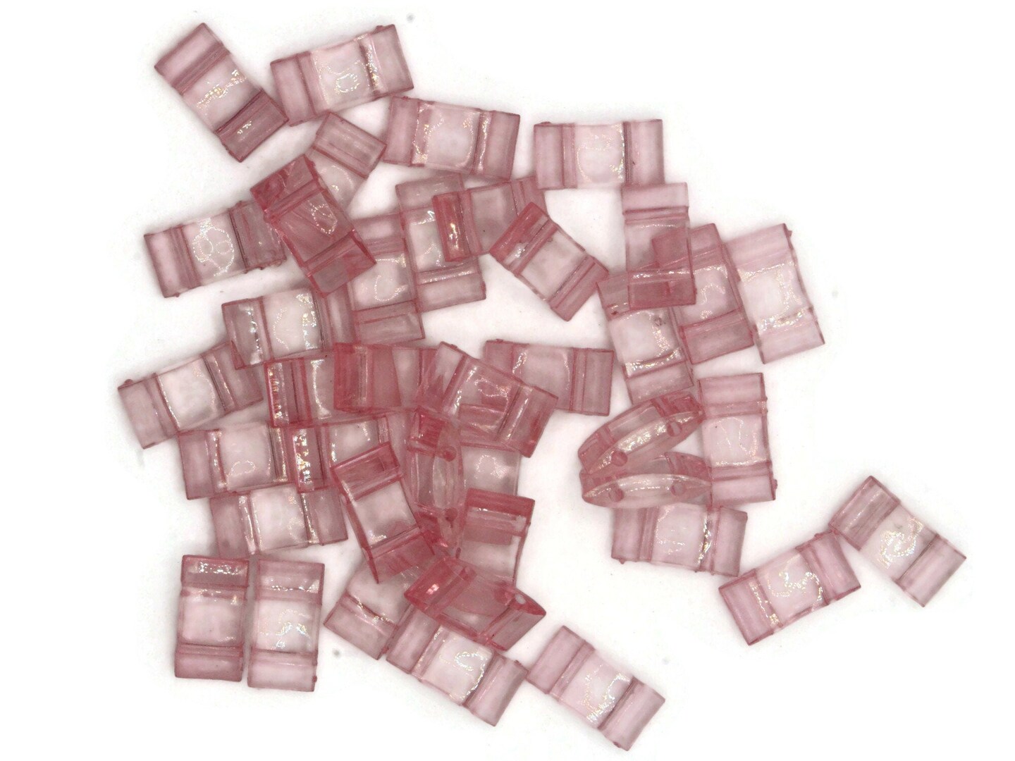 40 17mm Two Hole Light Pink Acrylic Plastic Rectangle Pillow Beads