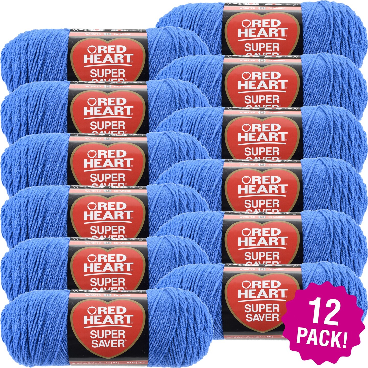 Multipack of 12 - Red Heart Super Saver Yarn-Blue