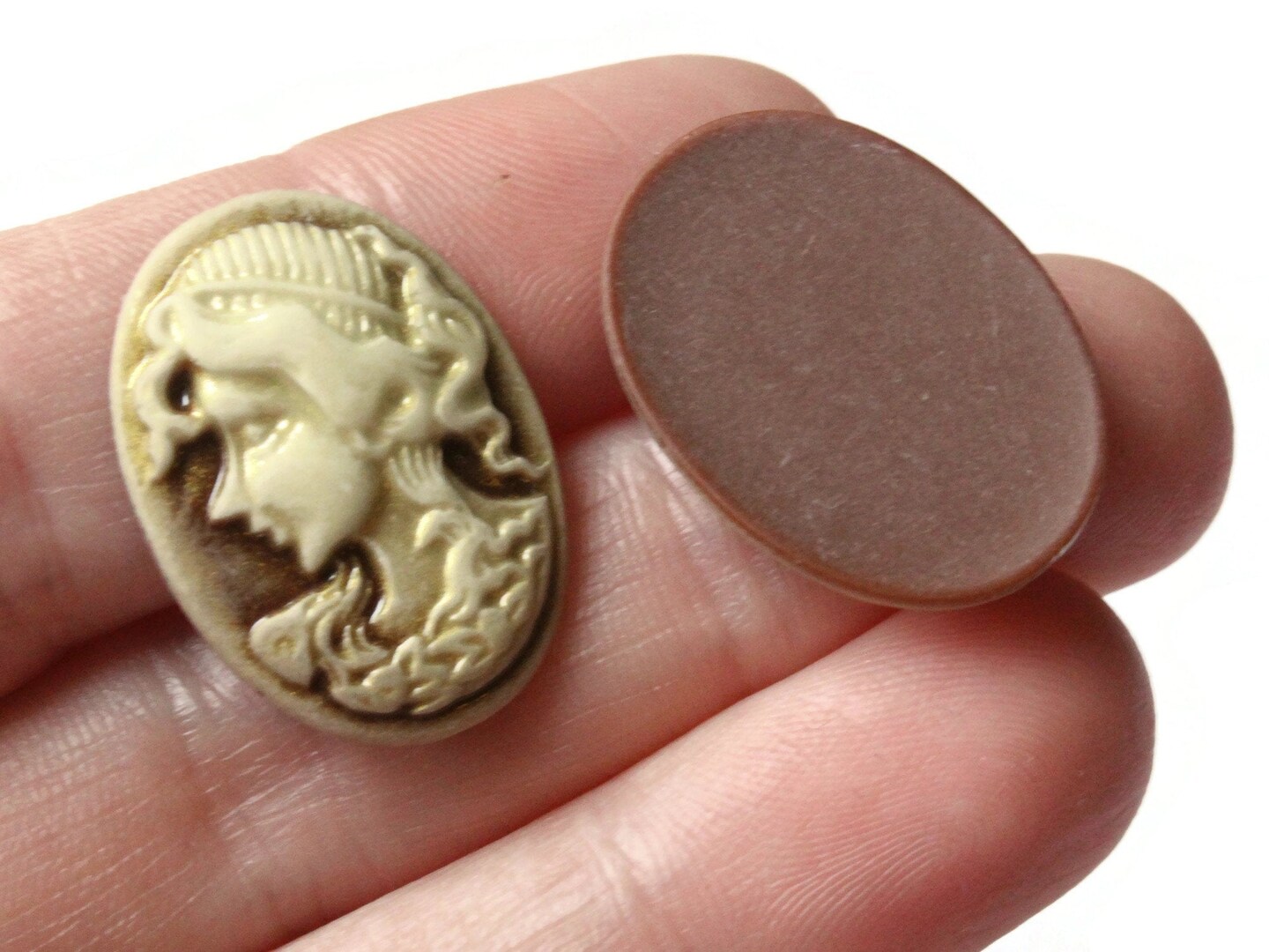10 25mm x 18mm Brown Cameo Cabochons Resin Woman Face Cameo Cabochons
