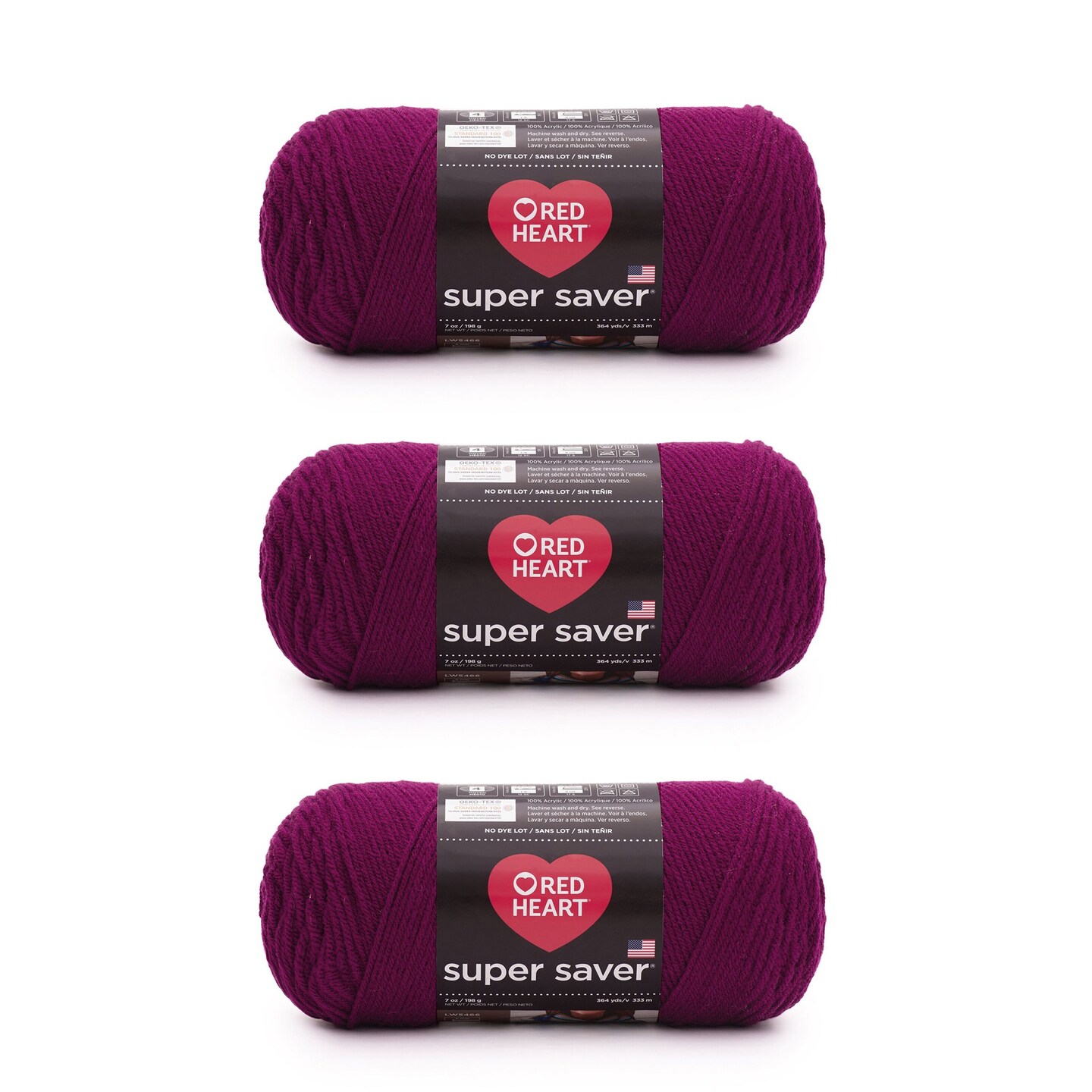 Red Heart Super Saver Mulberry Mix Yarn - 3 Pack of 141g/5oz - Acrylic - 4 Medium (Worsted) - 364 Yards - Knitting/Crochet