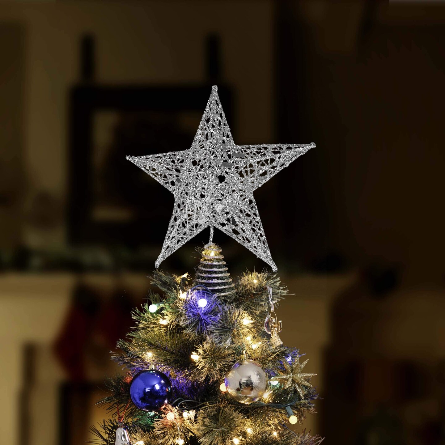 Ornativity Star Tree Topper - Christmas Glitter Star Ornament Treetop Decoration