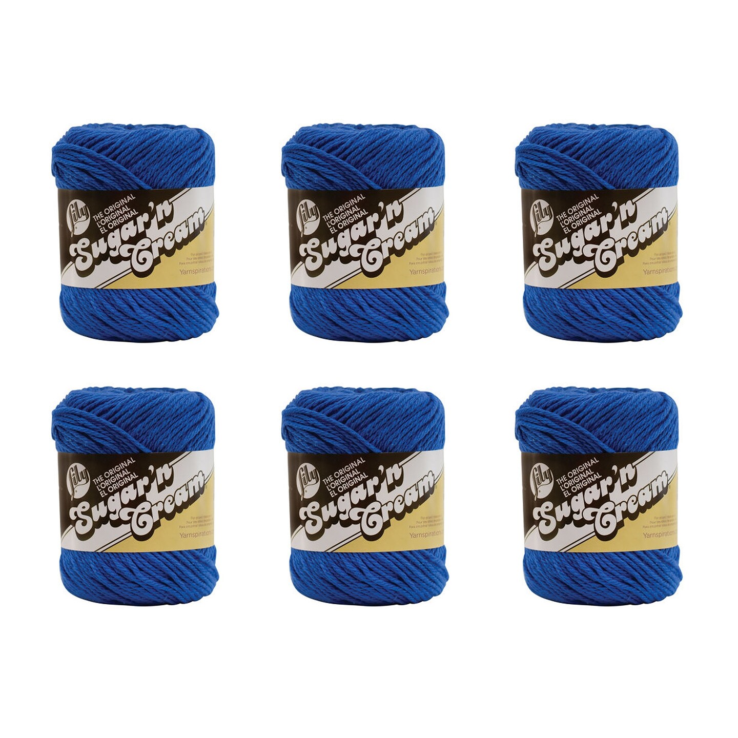 Lily Sugar'N Cream Dazzle Blue Yarn - 6 Pack of 71g/2.5oz - Cotton - 4 Medium (Worsted) - 120 Yards - Knitting/Crochet
