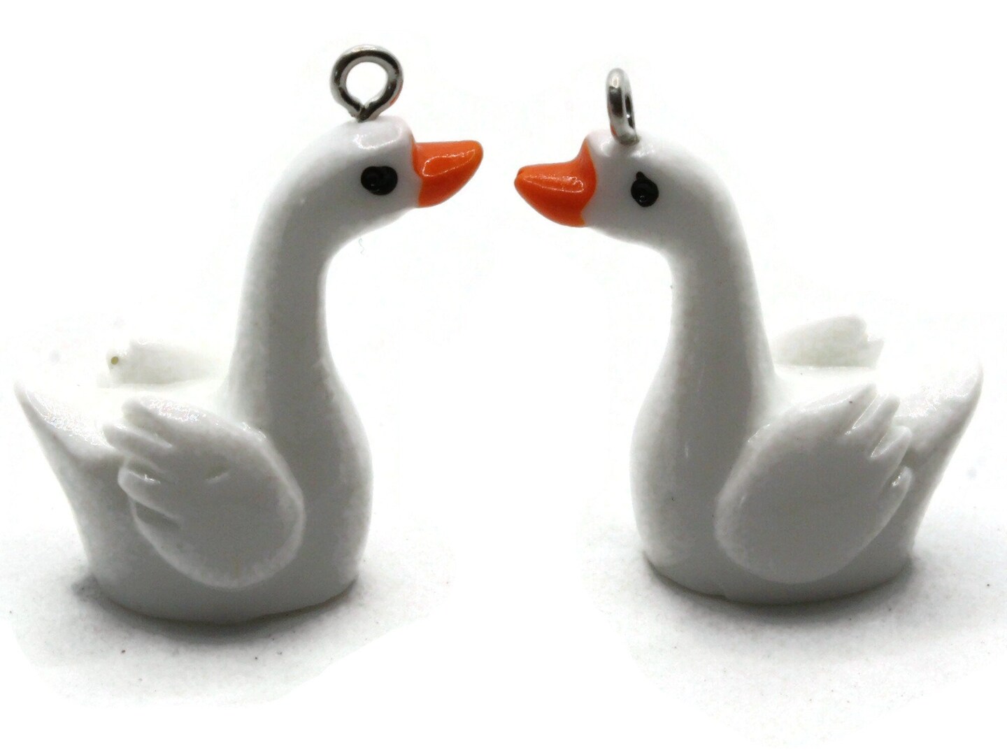 2 32mm White Resin Swan Charms