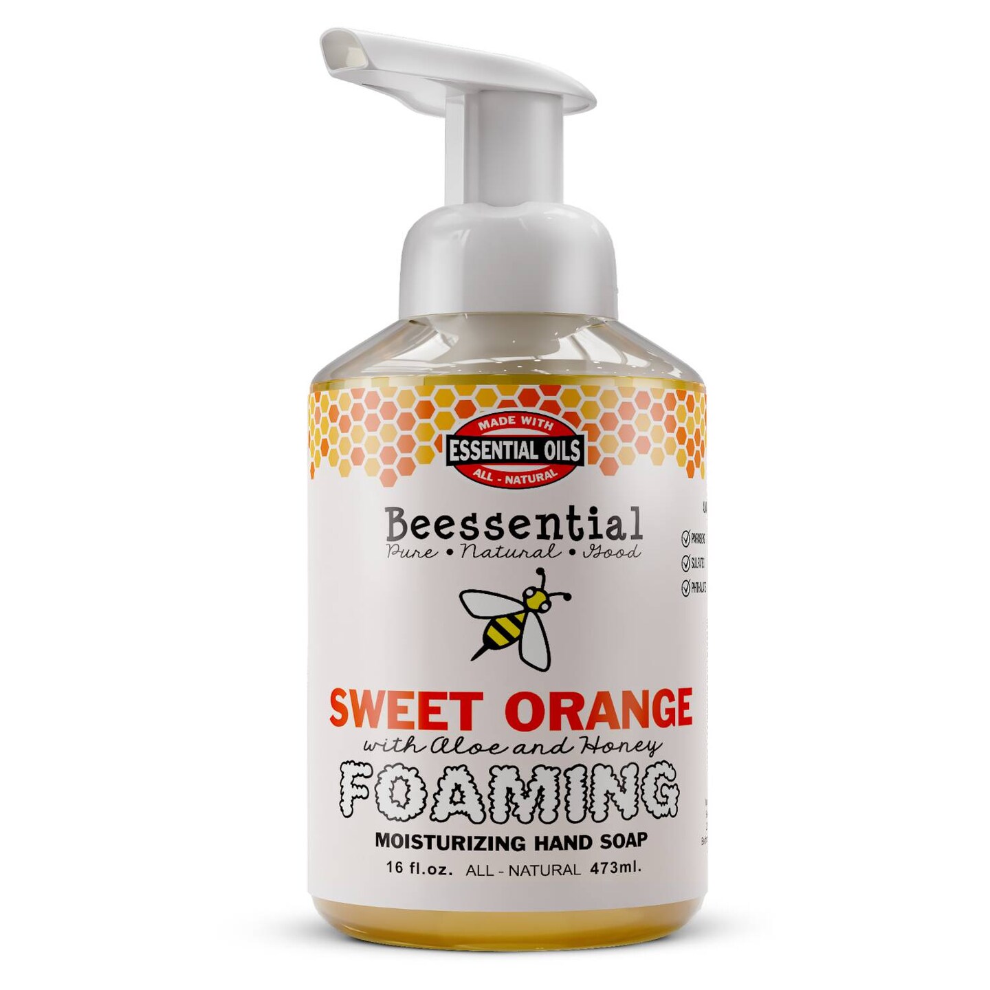 Beessential All Natural Foaming Dispenser Moisturizing Hand Soap Sweet Orange