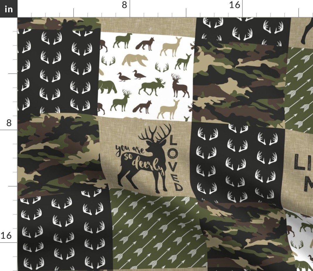Little Man Woodland Wholecloth Camouflage Camo Hunting Deer Boy Custom Printed Fabric by Spoonflower Various Fabrics by the Yard or Fat Quarter