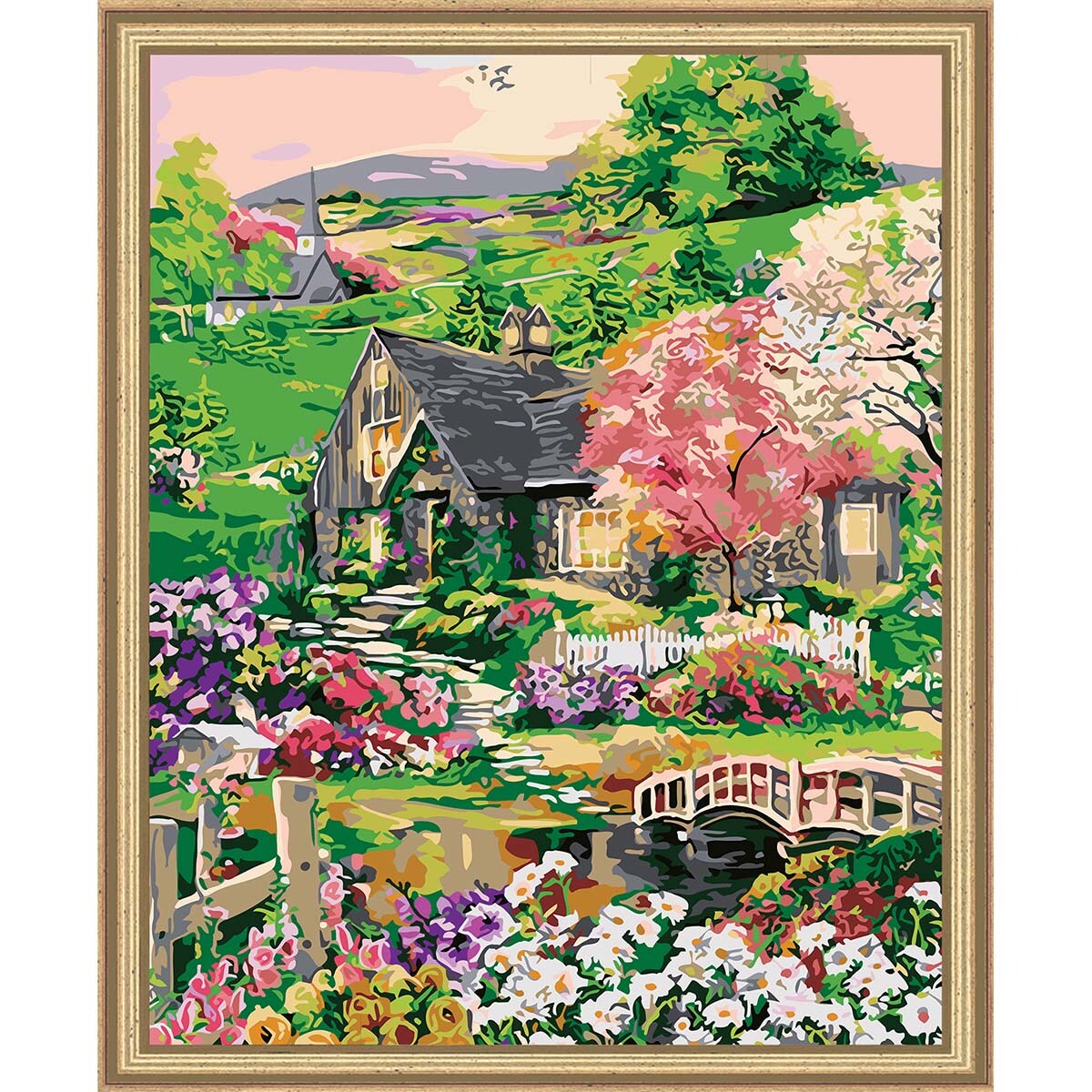 Herrschners Hillside Retreat Kit & Frame Paint-by-Number Kit | Michaels